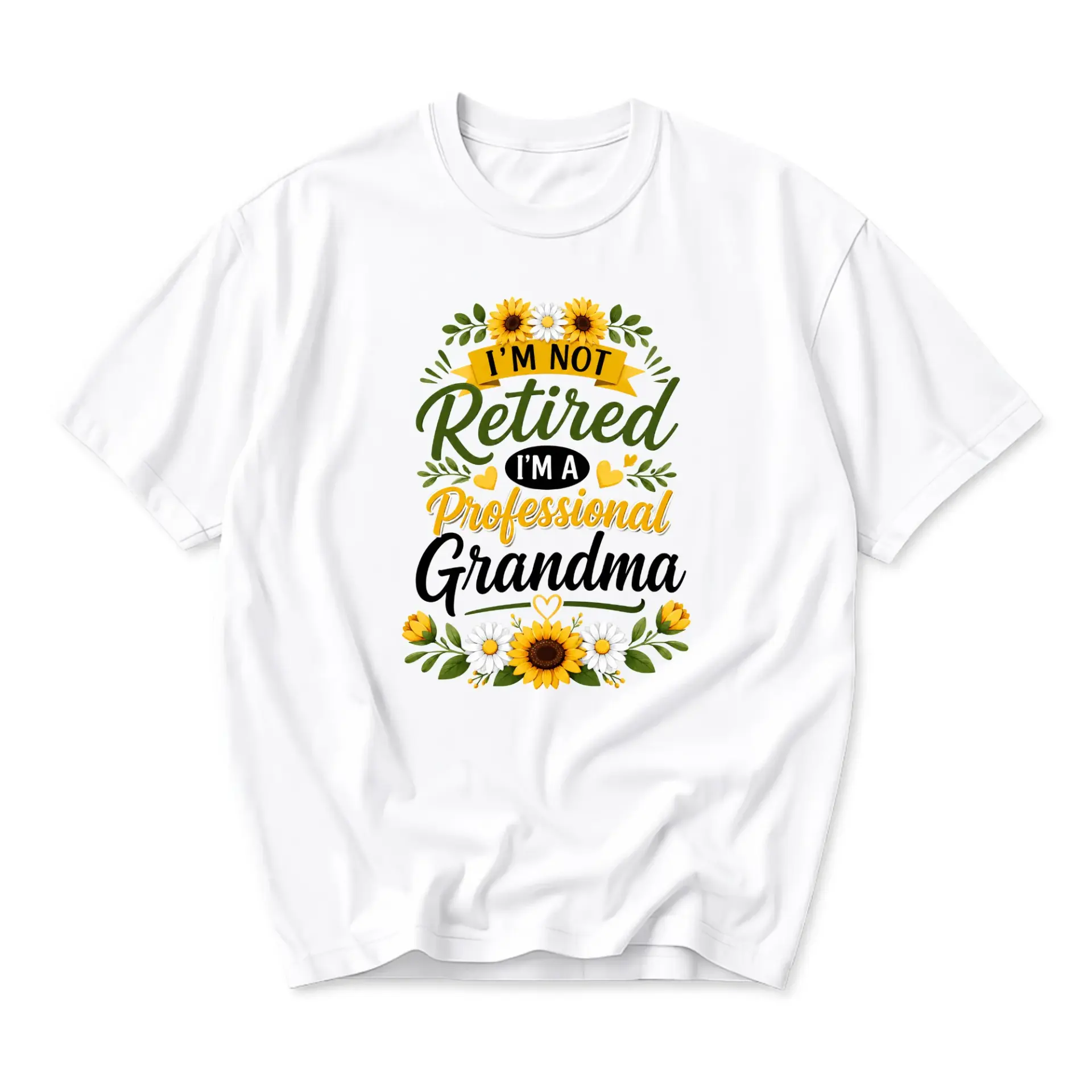 Funny Shirt I'm Not Retired a Professional Grandma Floral Graphic Tee