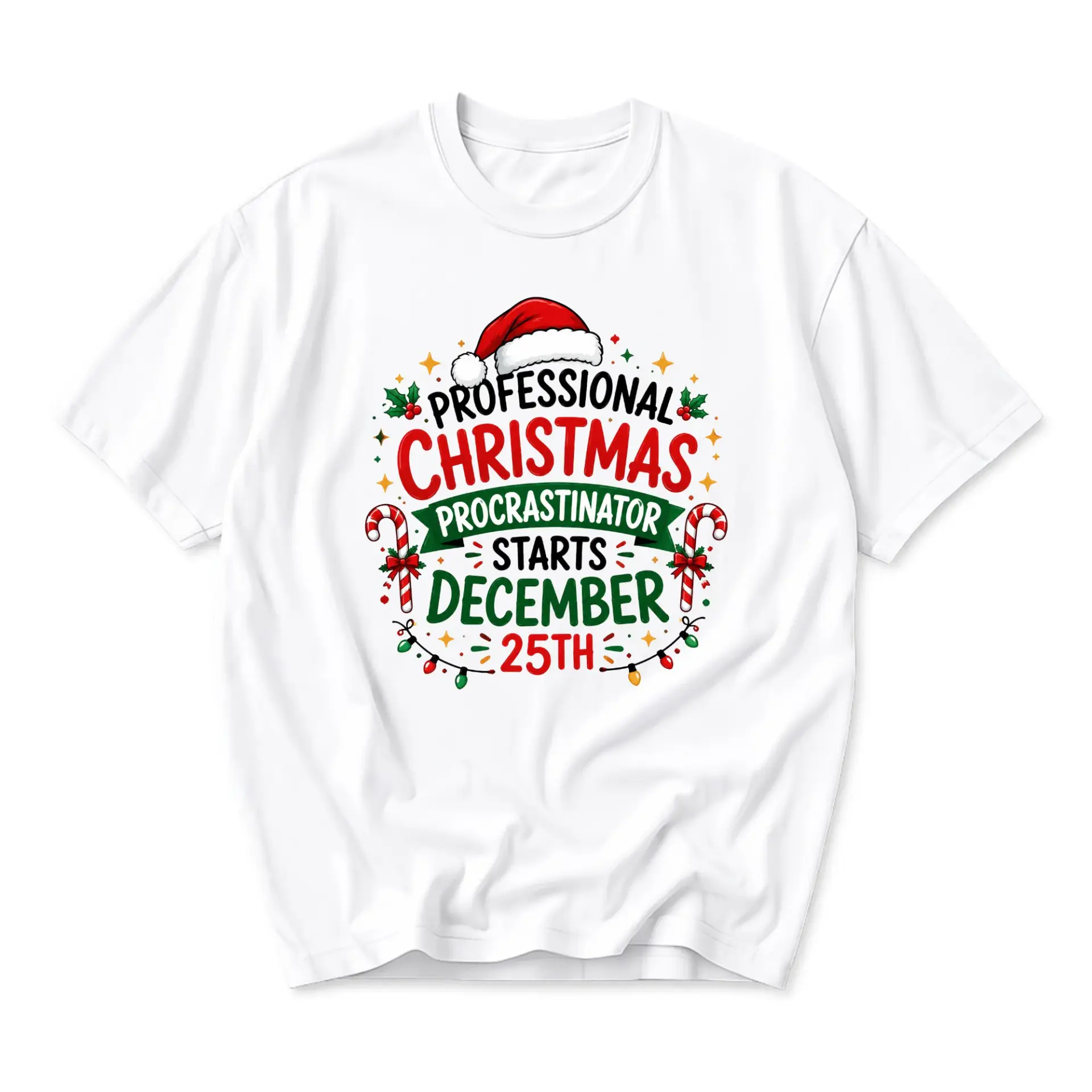Funny Shirt Professional Christmas Procrastinator Graphic Tee Unisex Casual