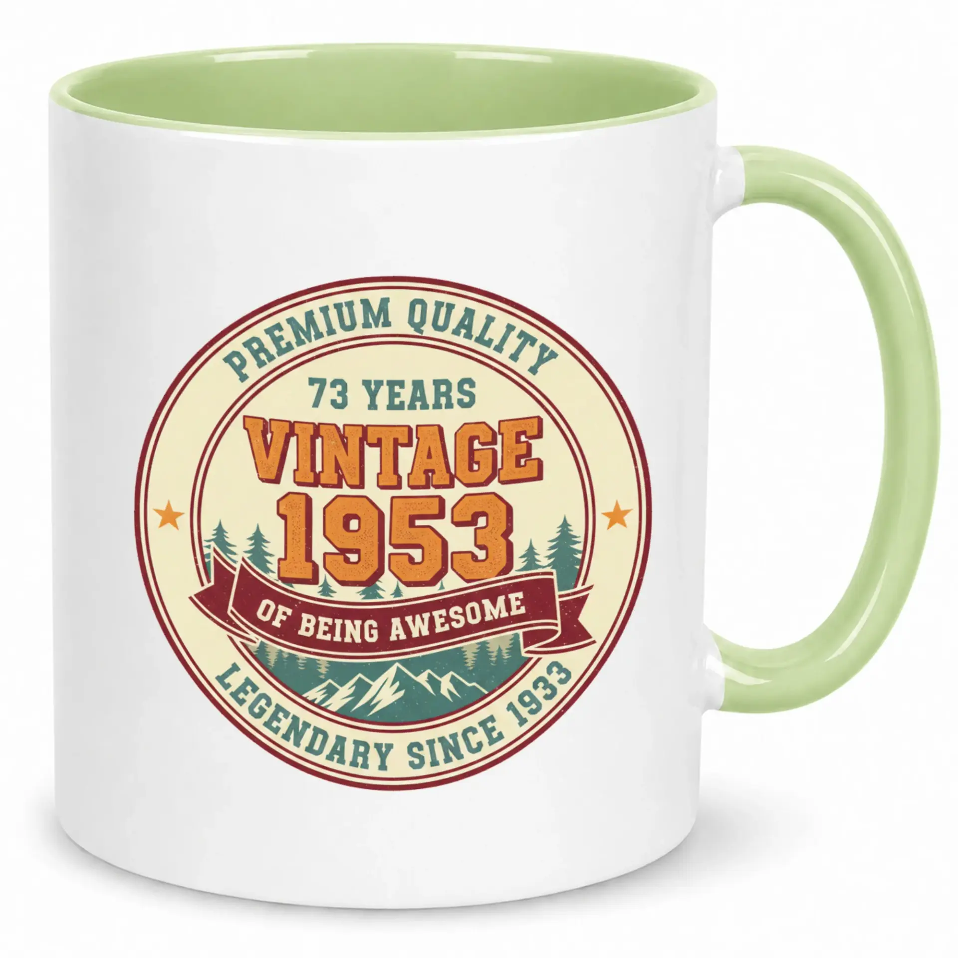 Funny 73rd Birthday Coffee Mug for Men and Women Vintage 1953 Ceramic Cup Legendary Since 1933 Awesome Gift Idea