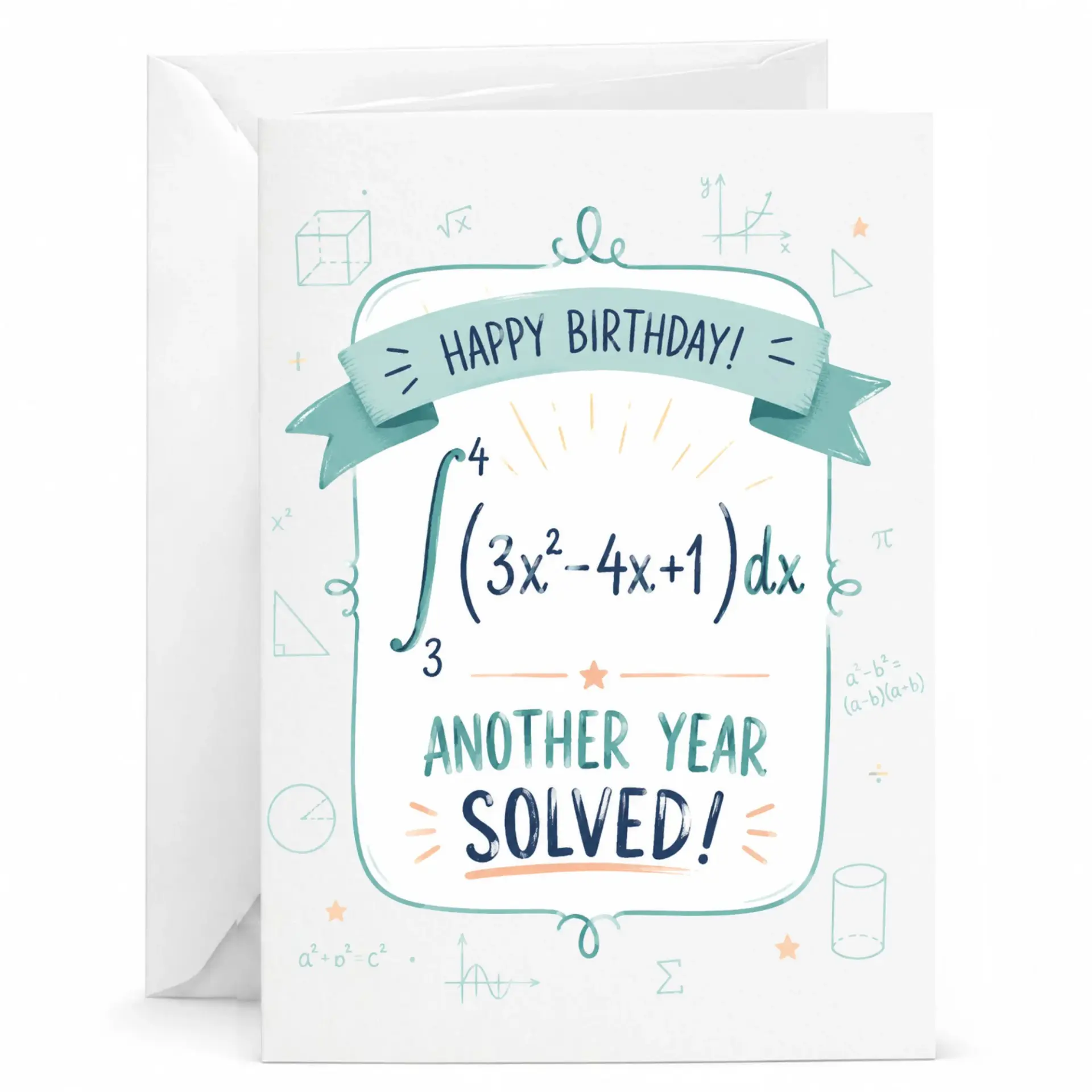 Birthday Card for Math Lovers Funny Calculus Equation Theme Greeting Card with Matching Envelope for Birthday Wishes