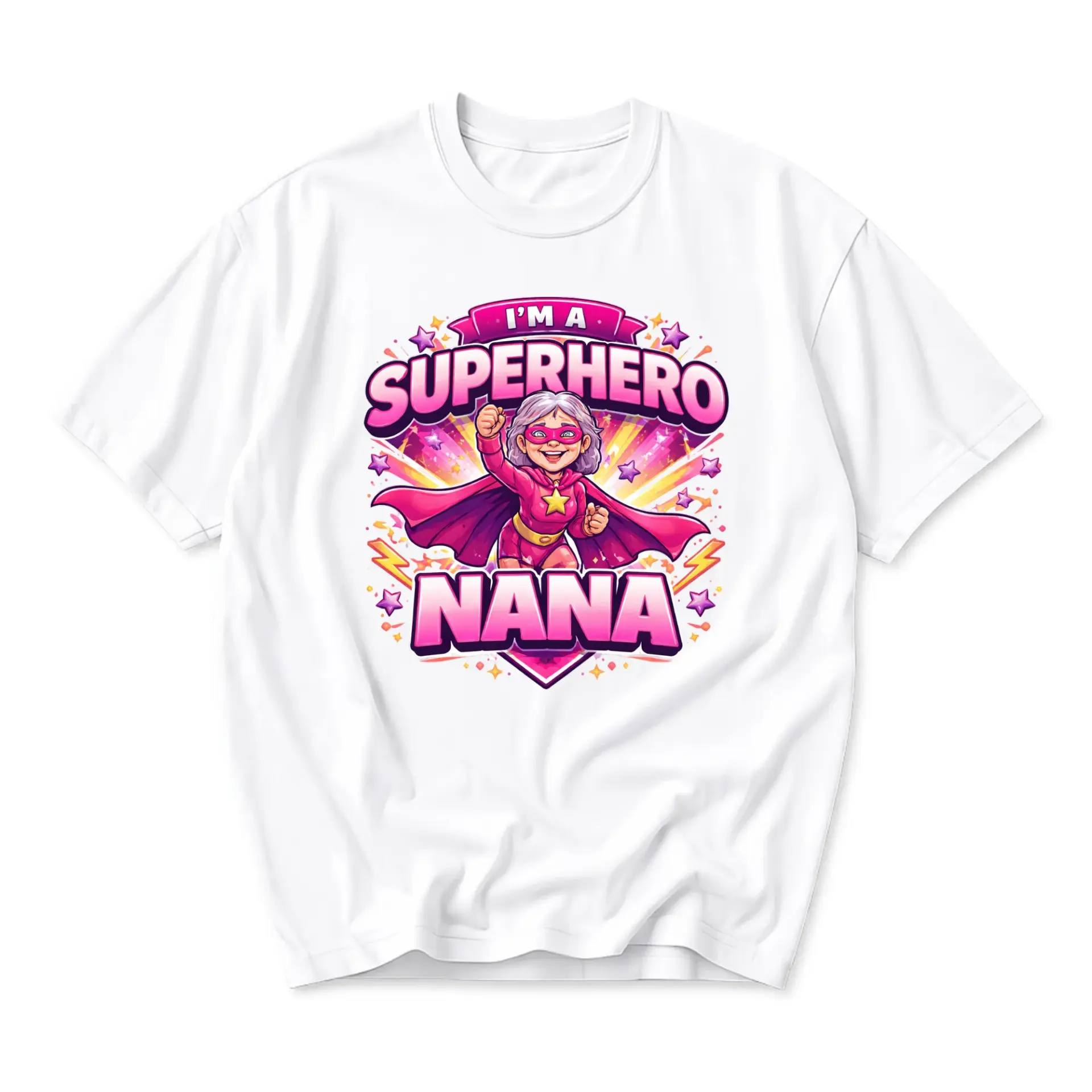 Funny Shirt I Am a Superhero Nana Graphic Tee Unisex Casual Crew Neck Comfortable Cotton Blend Everyday Apparel White