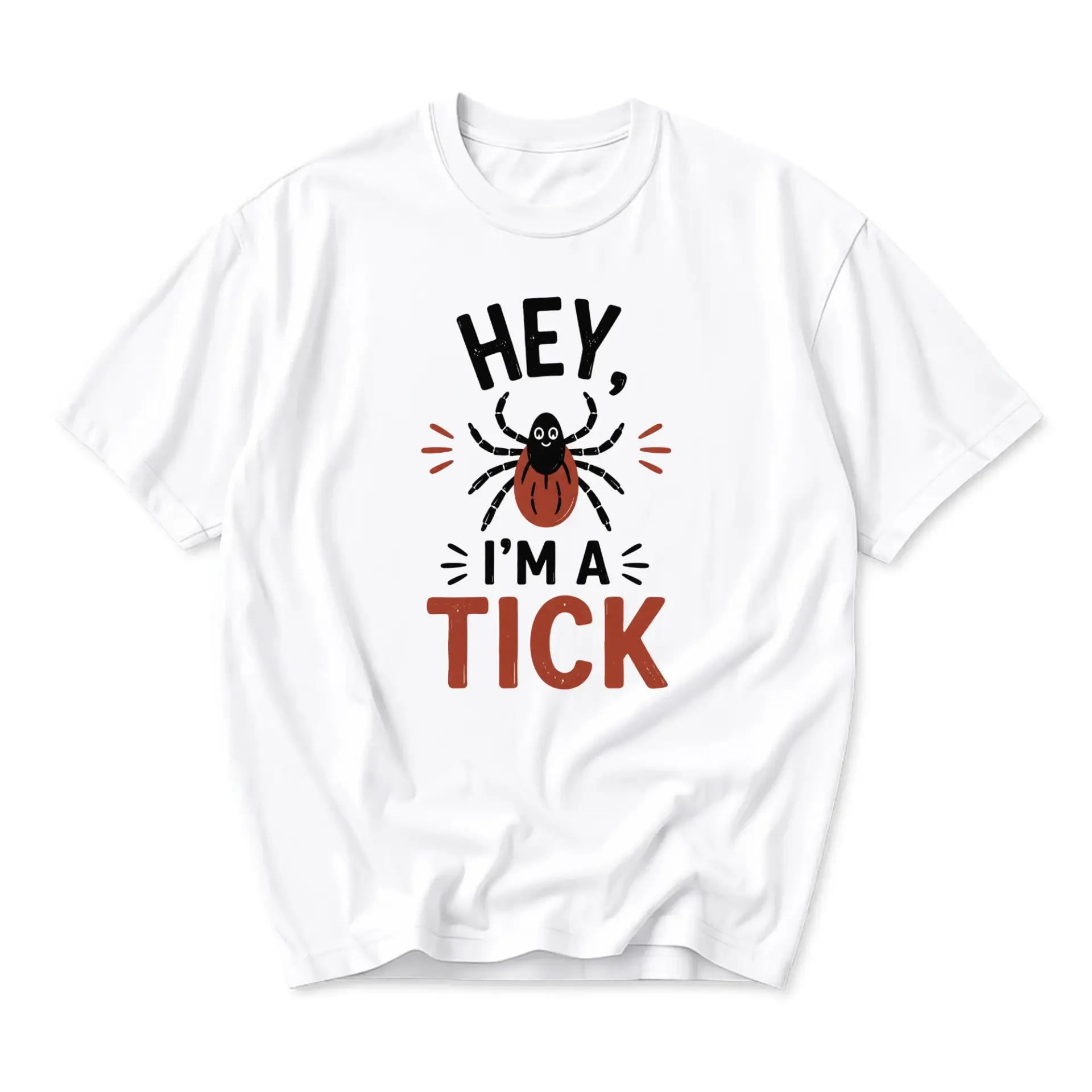 Funny Shirt Hey I'm a Tick Graphic Tee Unisex Casual Crew Neck T-Shirt Humorous Nature Themed Apparel for Daily Wear