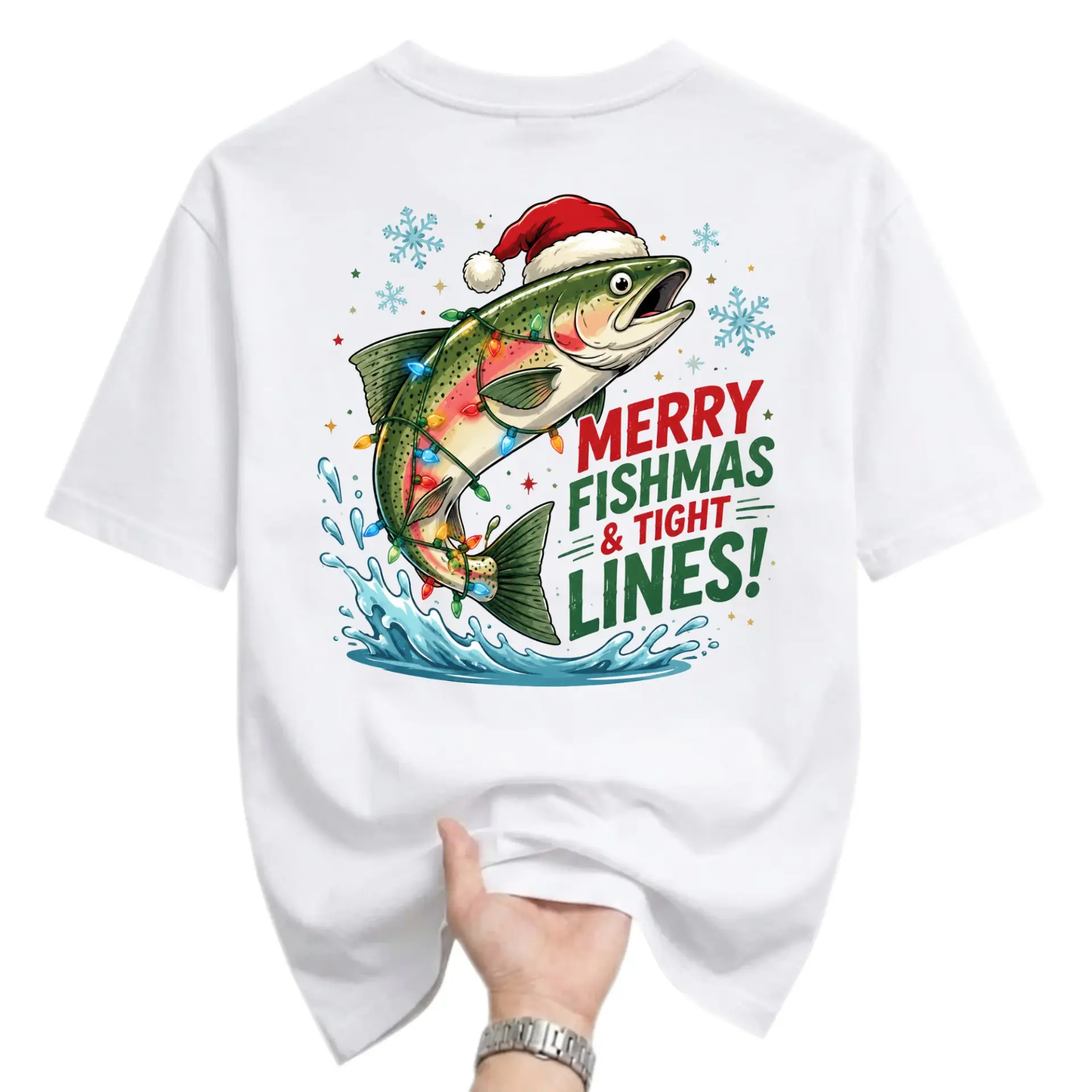 Funny Shirt Merry Fishmas and Graphic Tee Seasonal Holiday Fishing Apparel