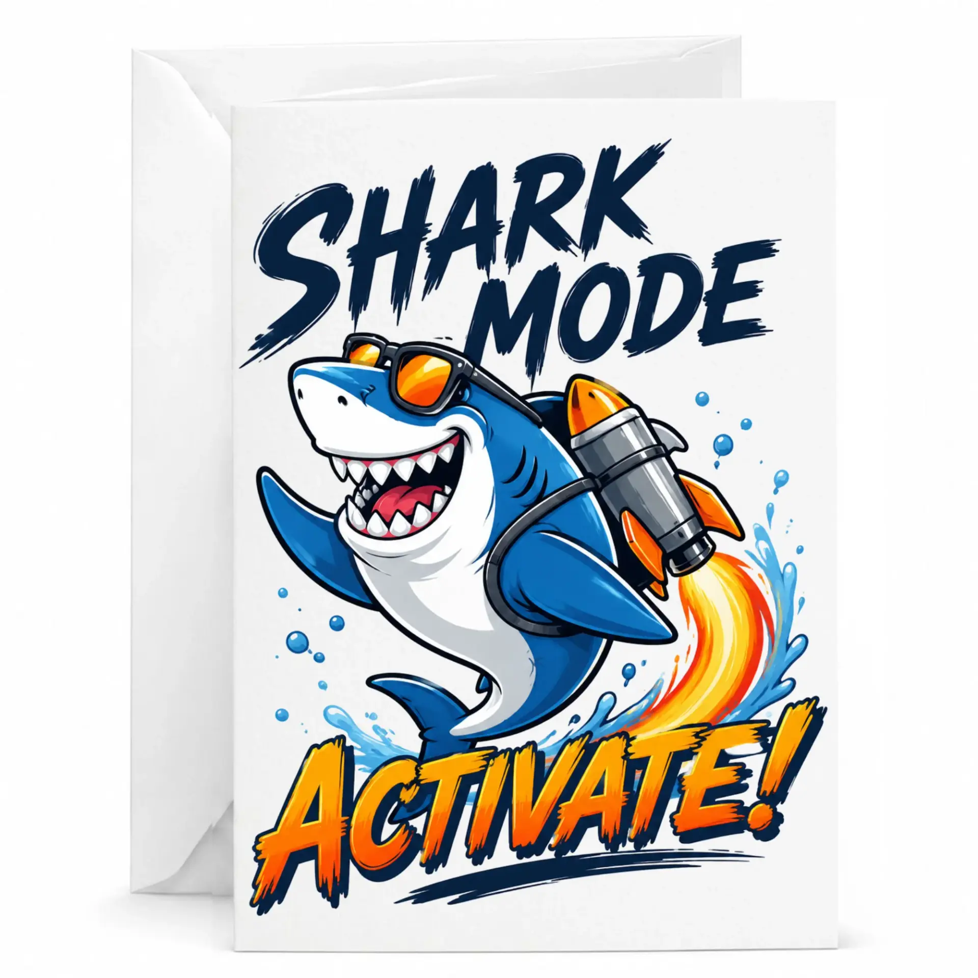 Funny Shark Activate Greeting Card for Birthday or Encouragement Humorous Ocean Animal Note All Occasions