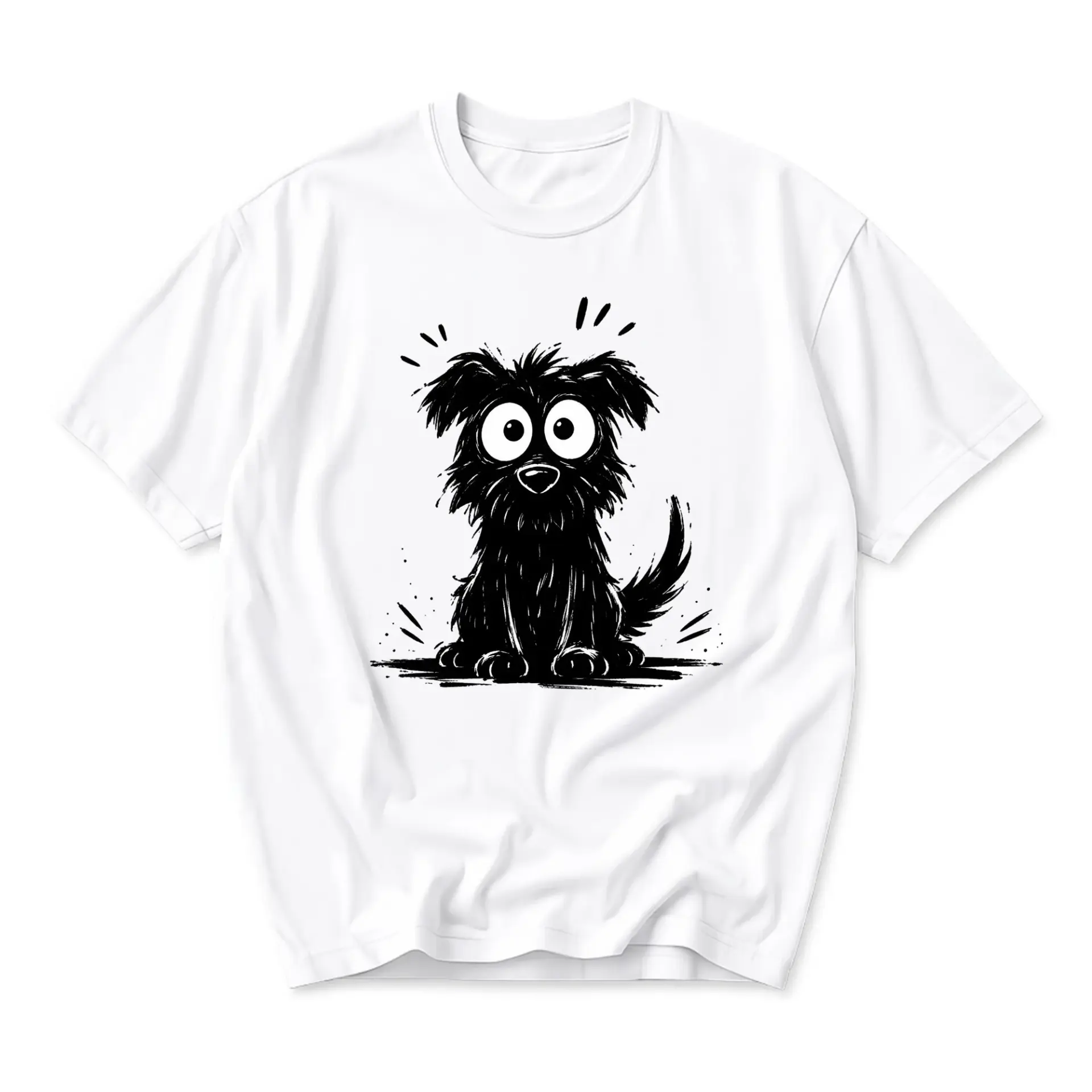 Graphic Tee Unisex Casual Shirt Featuring Whimsical Black Dog Illustration