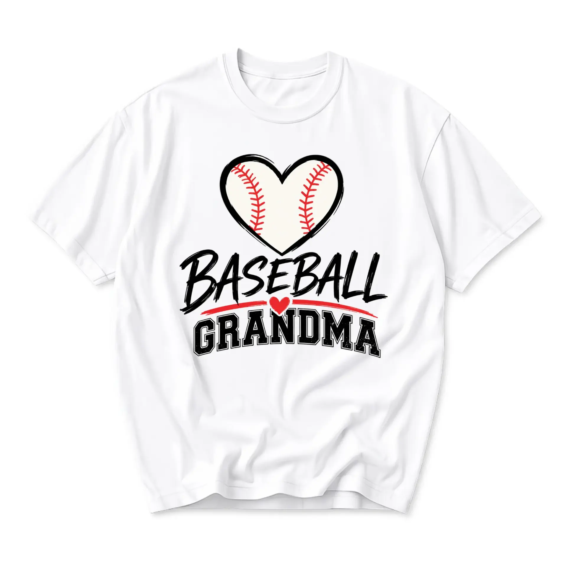Graphic Tee Baseball Grandma T-Shirt Heart Shaped Design Comfortable Cotton Blend Unisex Crew Neck Casual Shirt