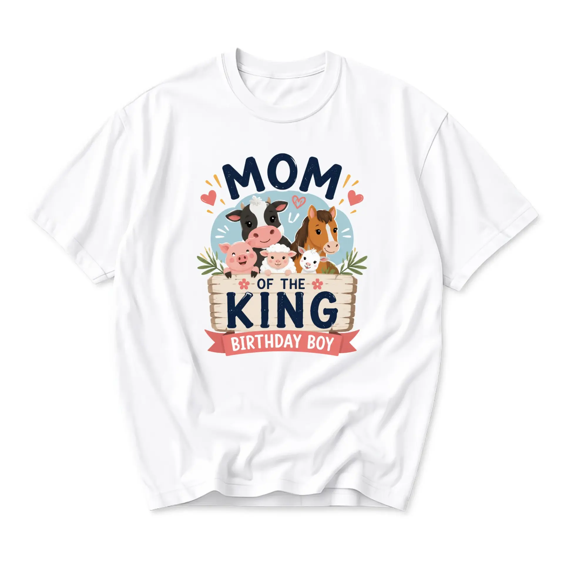 Graphic Tee Mom of the King Birthday Boy Illustration Casual Unisex Crew Neck Comfortable Cotton Shirt