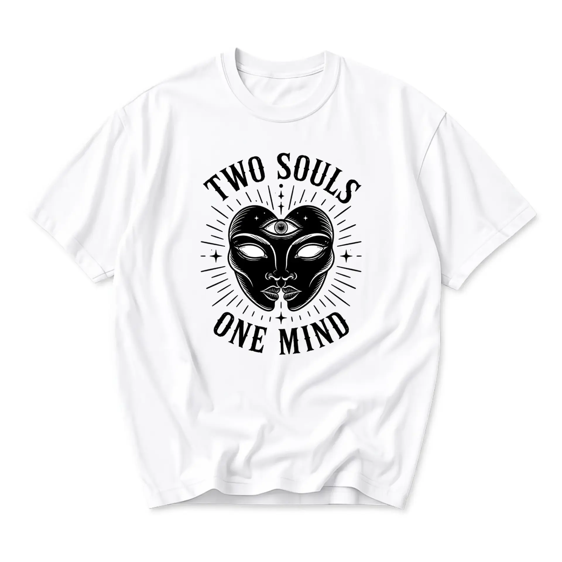Graphic Tee Two Souls One Mind Unisex Shirt Celestial Occult Aesthetic Short Sleeve Casual Cotton Crewneck Top