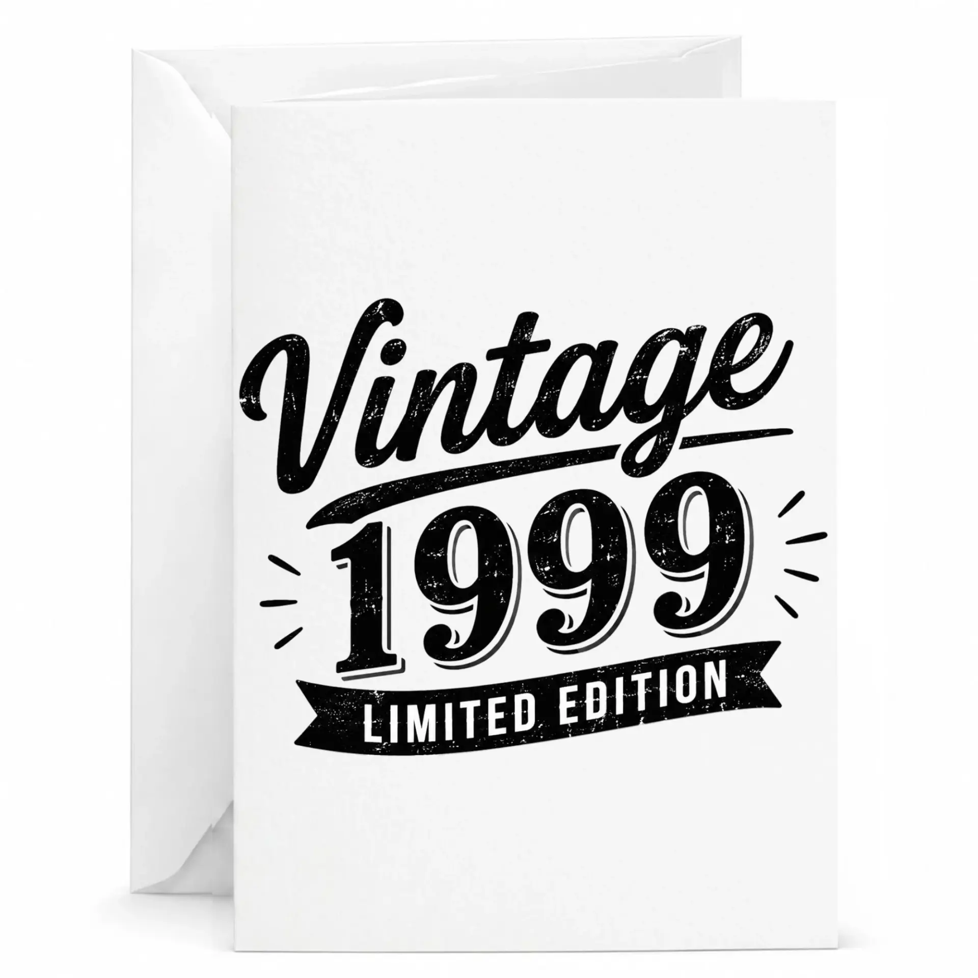 Birthday Greeting Card Vintage 1999 Limited Edition Retro Design Milestone Celebration Folded Note Card for Adults