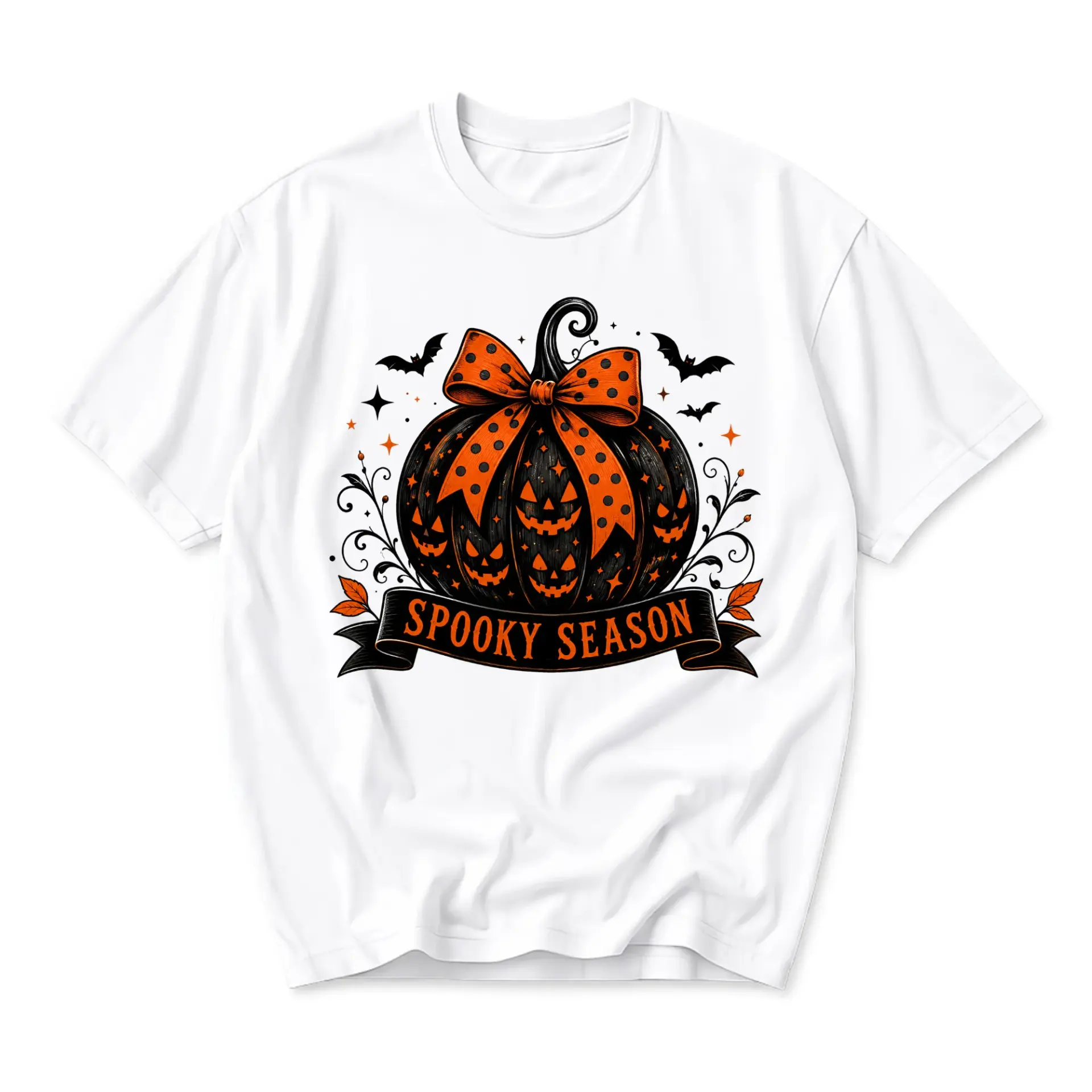 Funny Shirt Spooky Season Pumpkin Graphic Tee Unisex Halloween Apparel for Fall Fashion and Everyday Casual Outfits