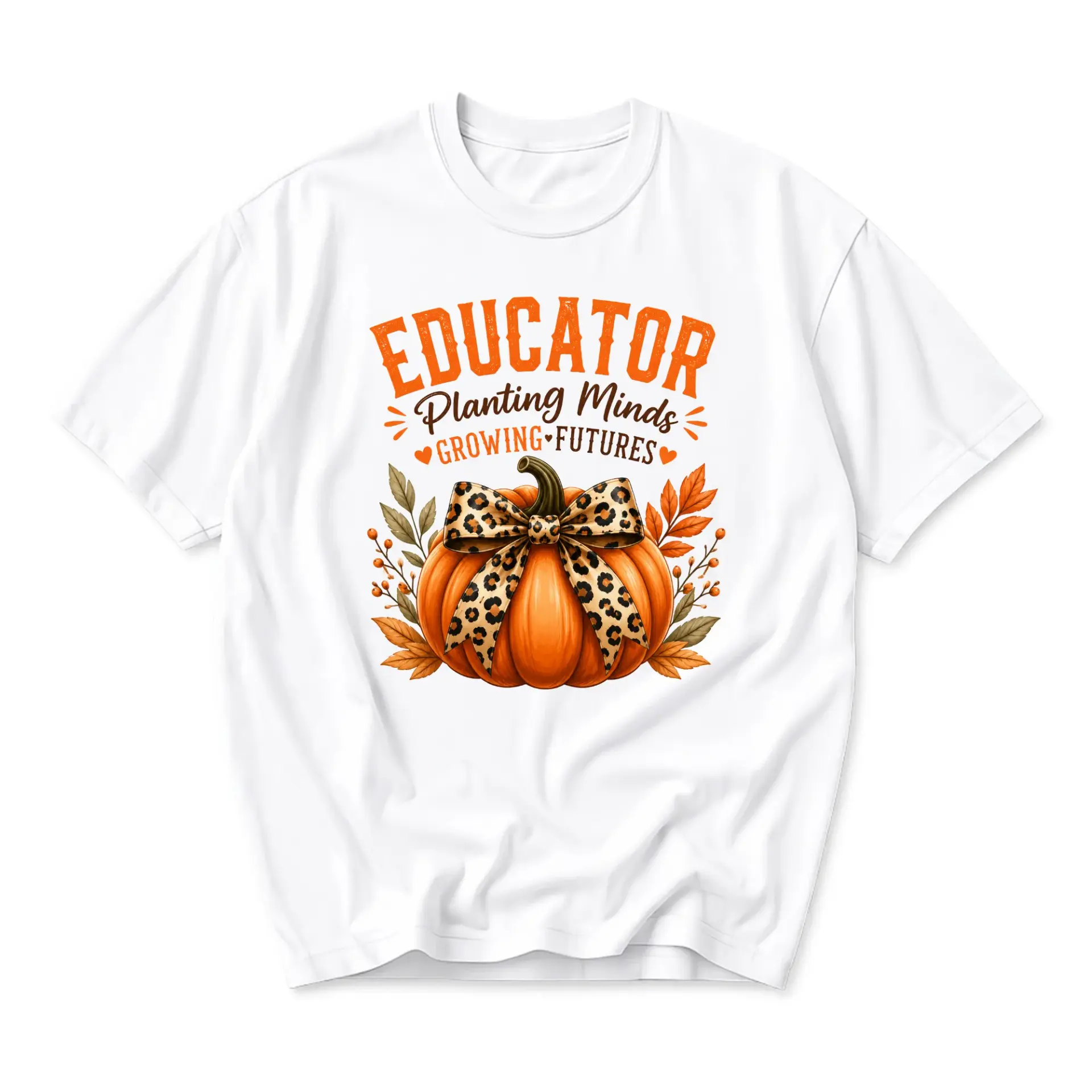 Graphic Tee Educator Planting Minds Growing Futures Fall Pumpkin Unisex Crew Neck Short Sleeve Casual Cotton Shirt