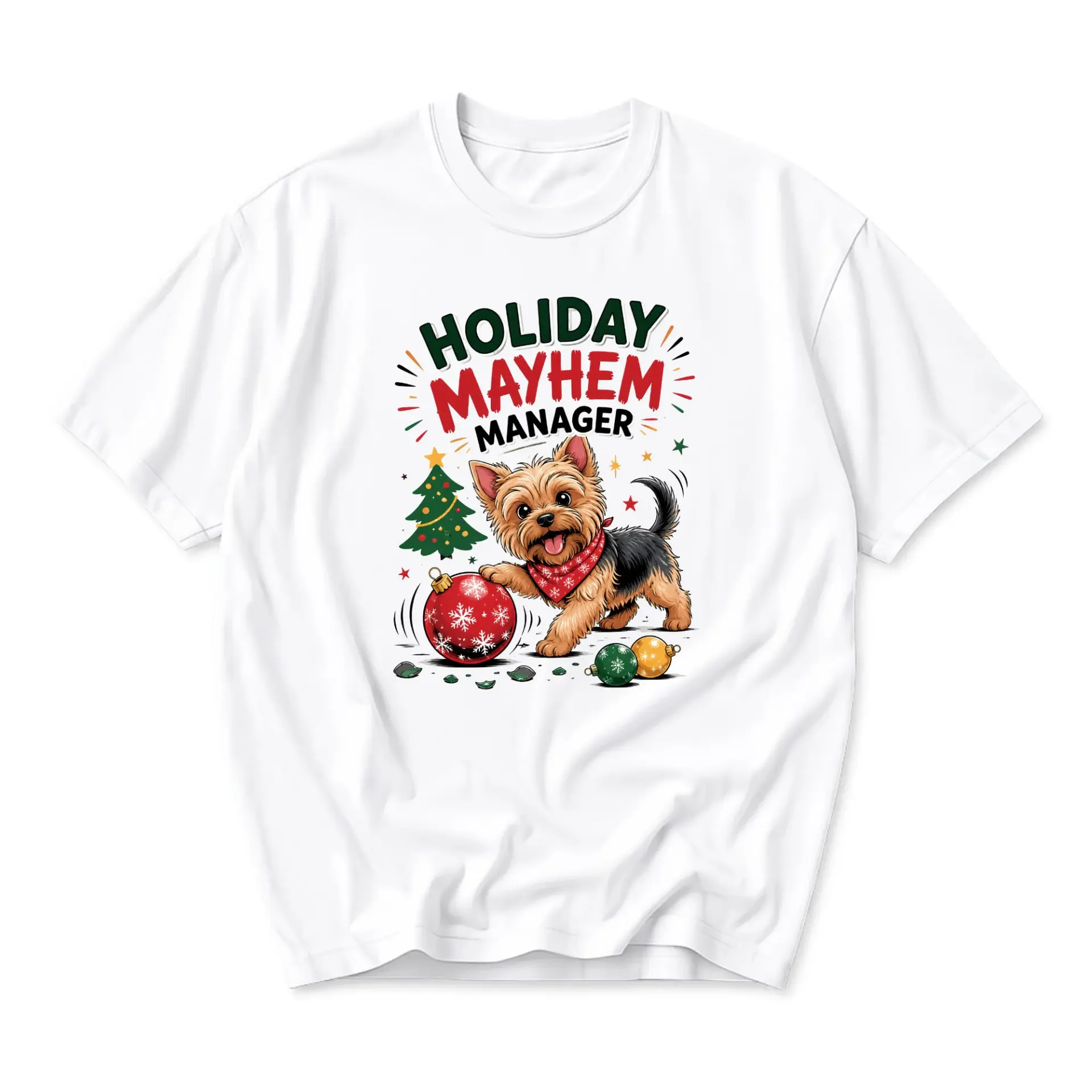 Funny Shirt Holiday Manager Graphic Tee Cute Puppy Christmas Ornament
