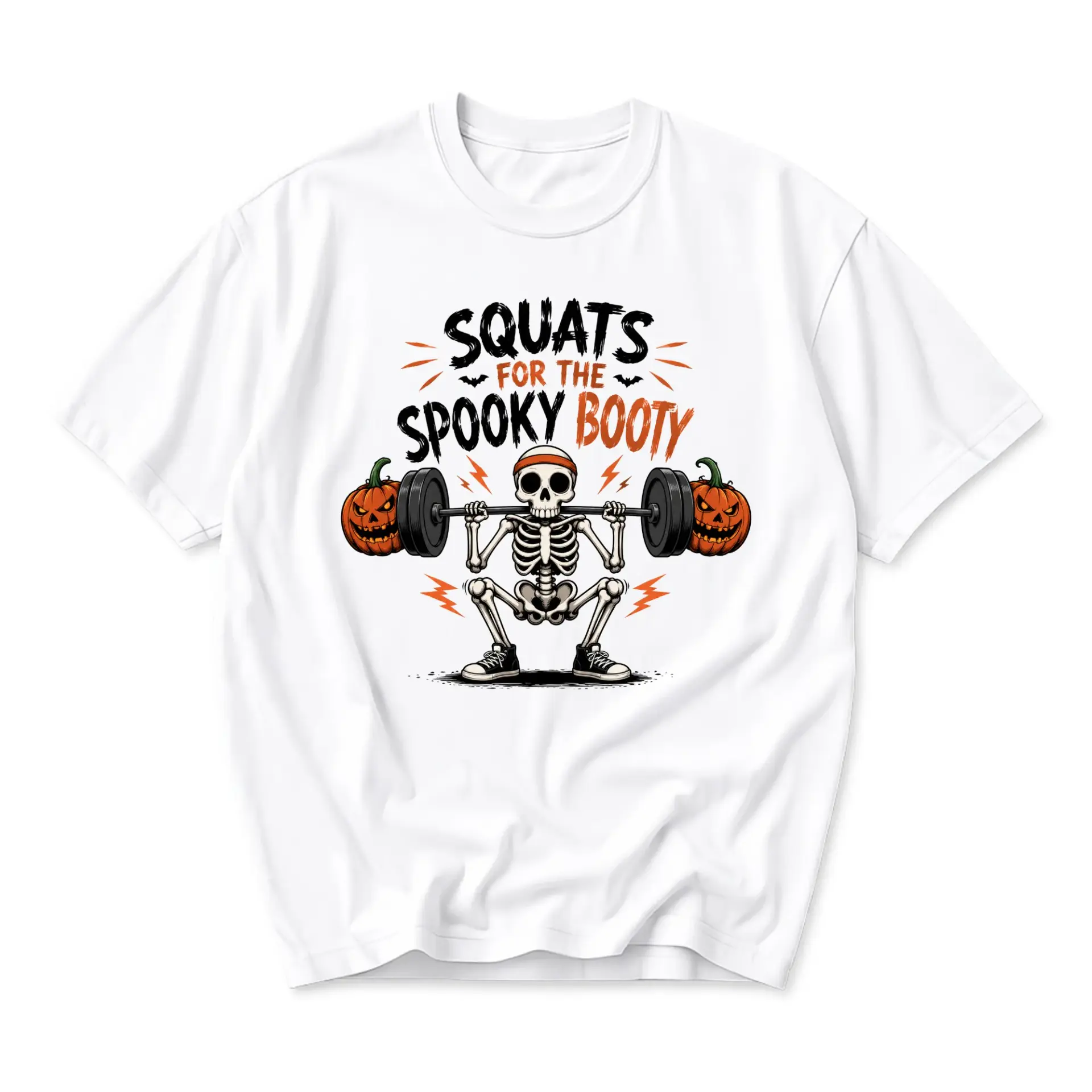 Funny Shirt Squats for the Spooky Booty Graphic Tee Unisex Crew Neck Halloween Workout Fitness Weightlifting T-Shirt