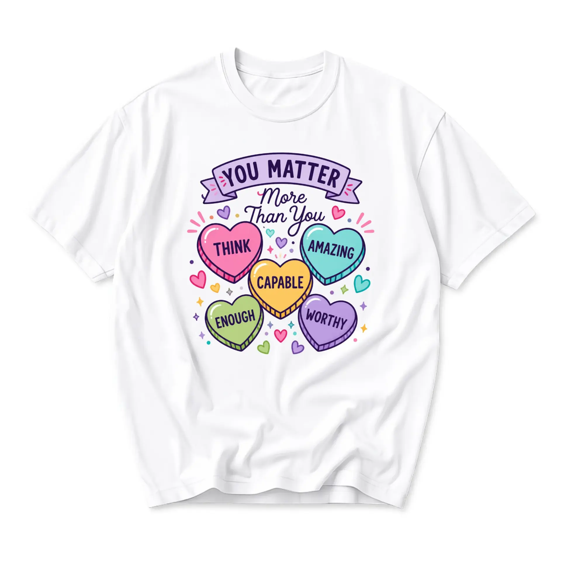 Graphic Tee You Matter Positive Message Shirt Unisex Crew Neck Short Sleeve Inspirational Words Casual Cotton Top