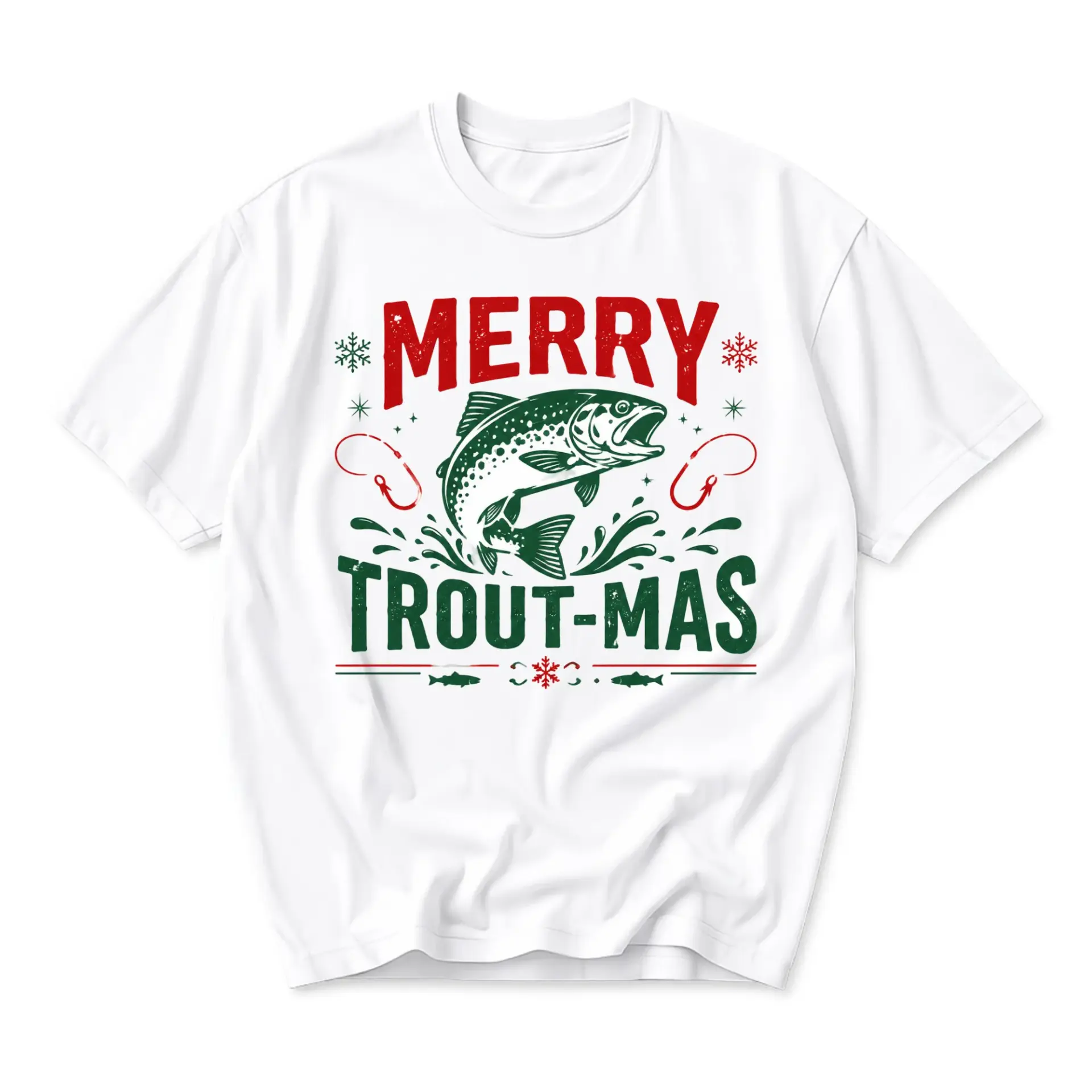 Funny Shirt Merry Trout-Mas Graphic Tee Unisex Holiday Fishing Gift Apparel