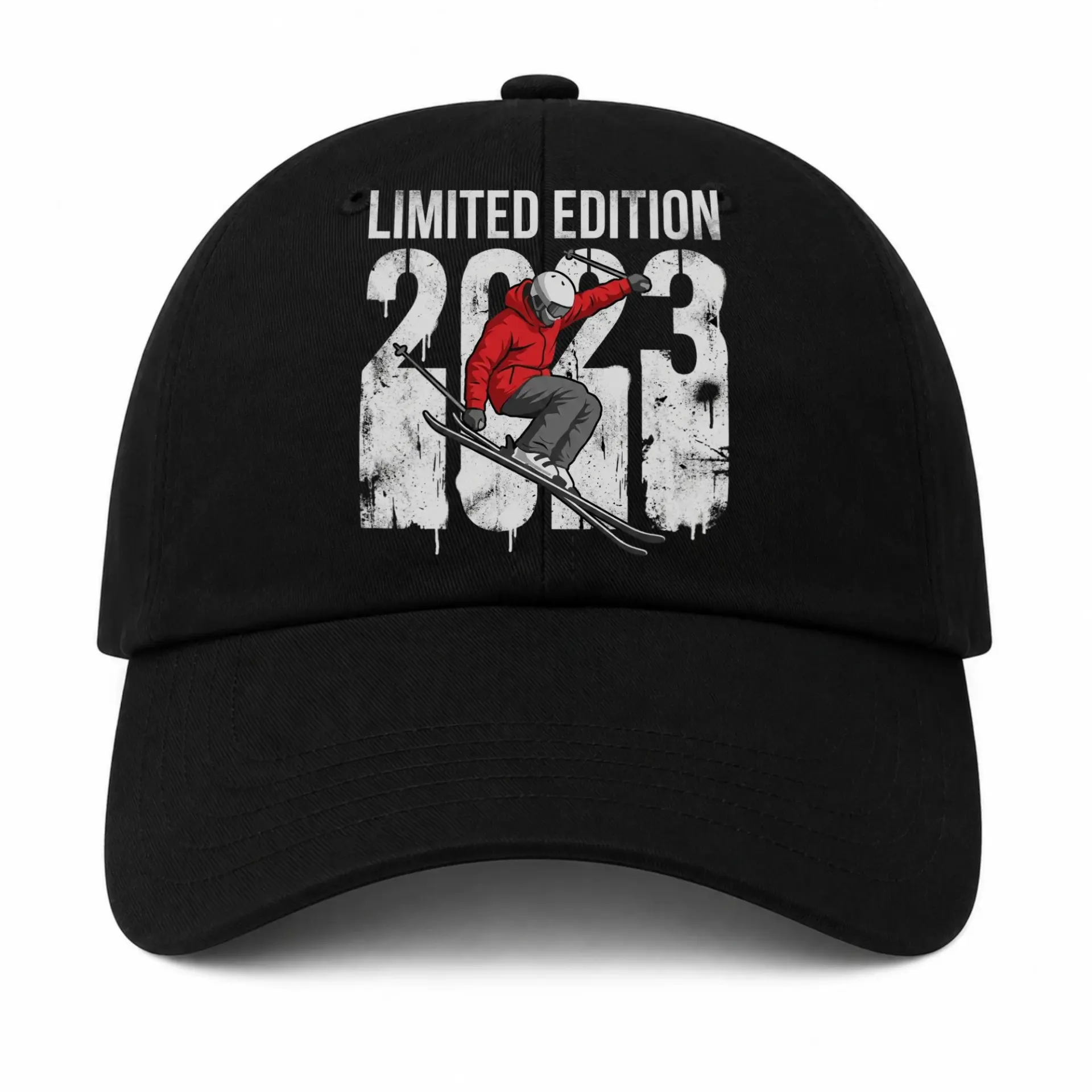 Baseball Cap Featuring a Skiing Design Outdoors Adventure Accessory