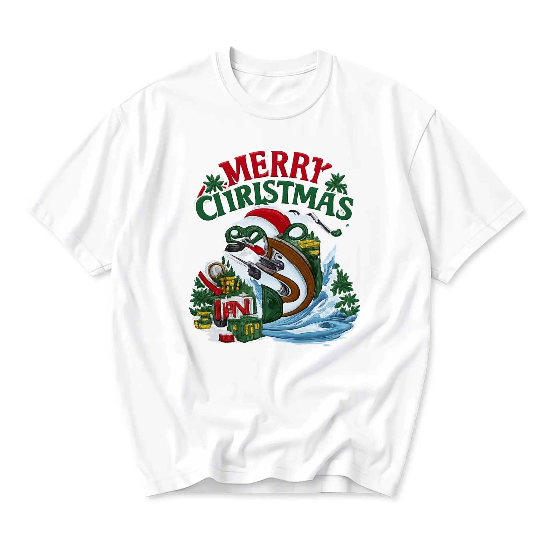 Funny Shirt Merry Christmas Holiday Festive Graphic Tee Casual Unisex Crew