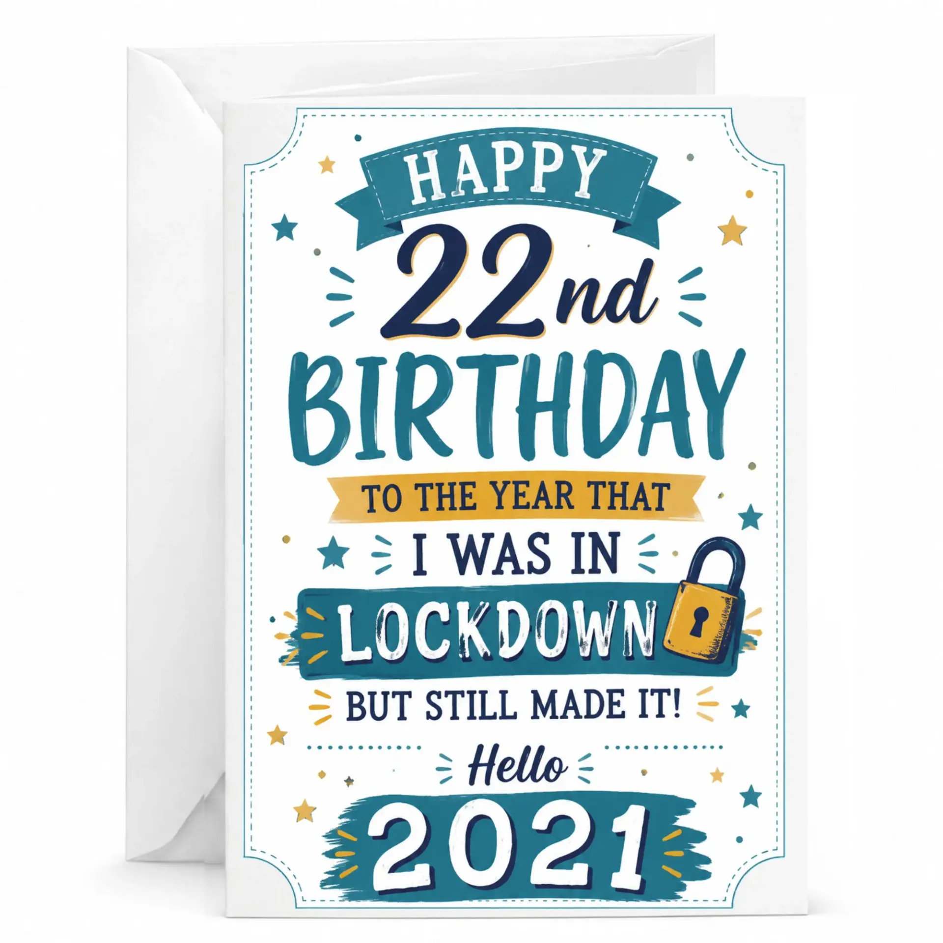Funny Birthday Card 22nd Birthday Celebration Milestone Greeting Card for Turning Twenty Two Years Old