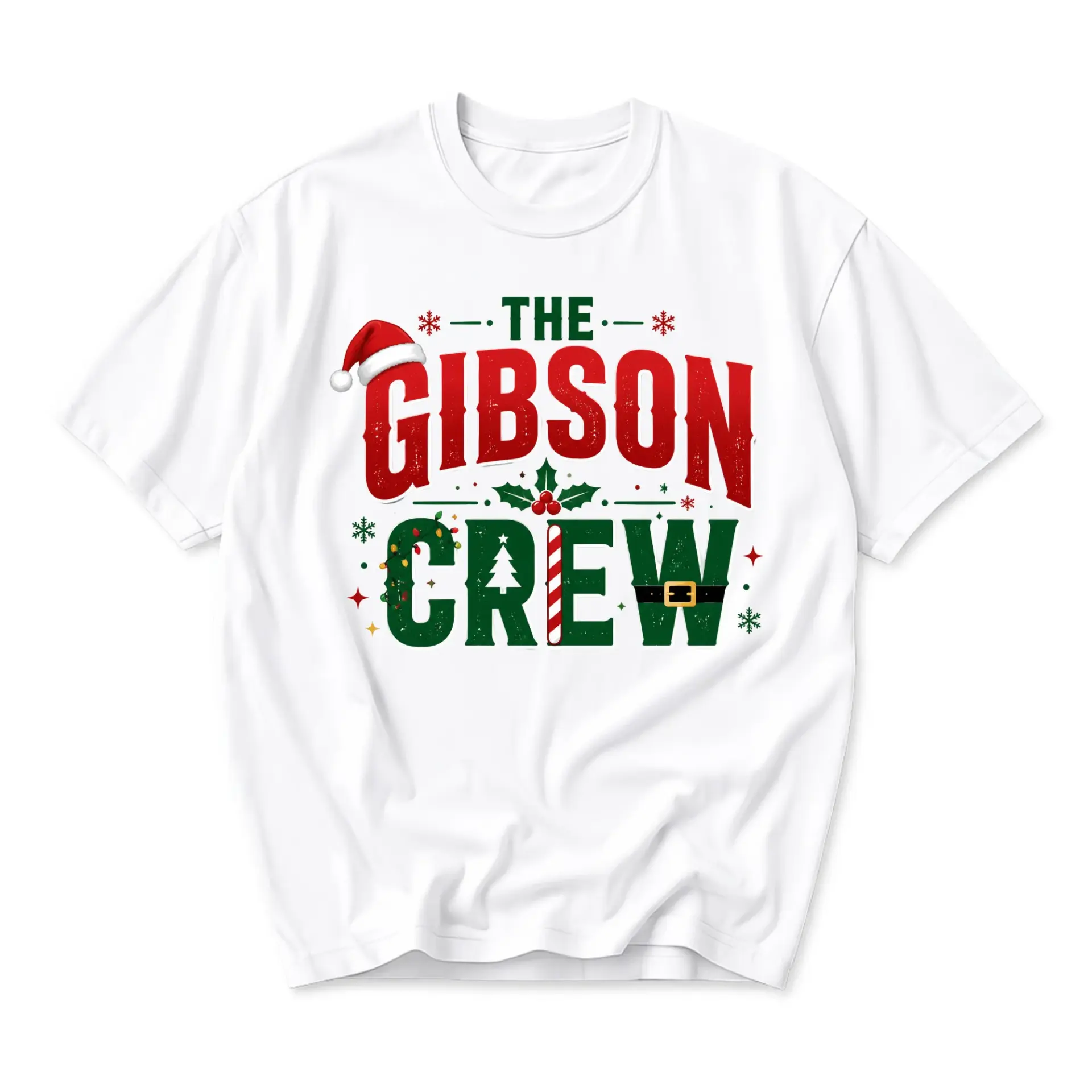Funny Shirt the Gibson Crew Christmas Holiday Unisex Graphic Tee Winter Festive Casual Cotton Blend Crew Neck Apparel