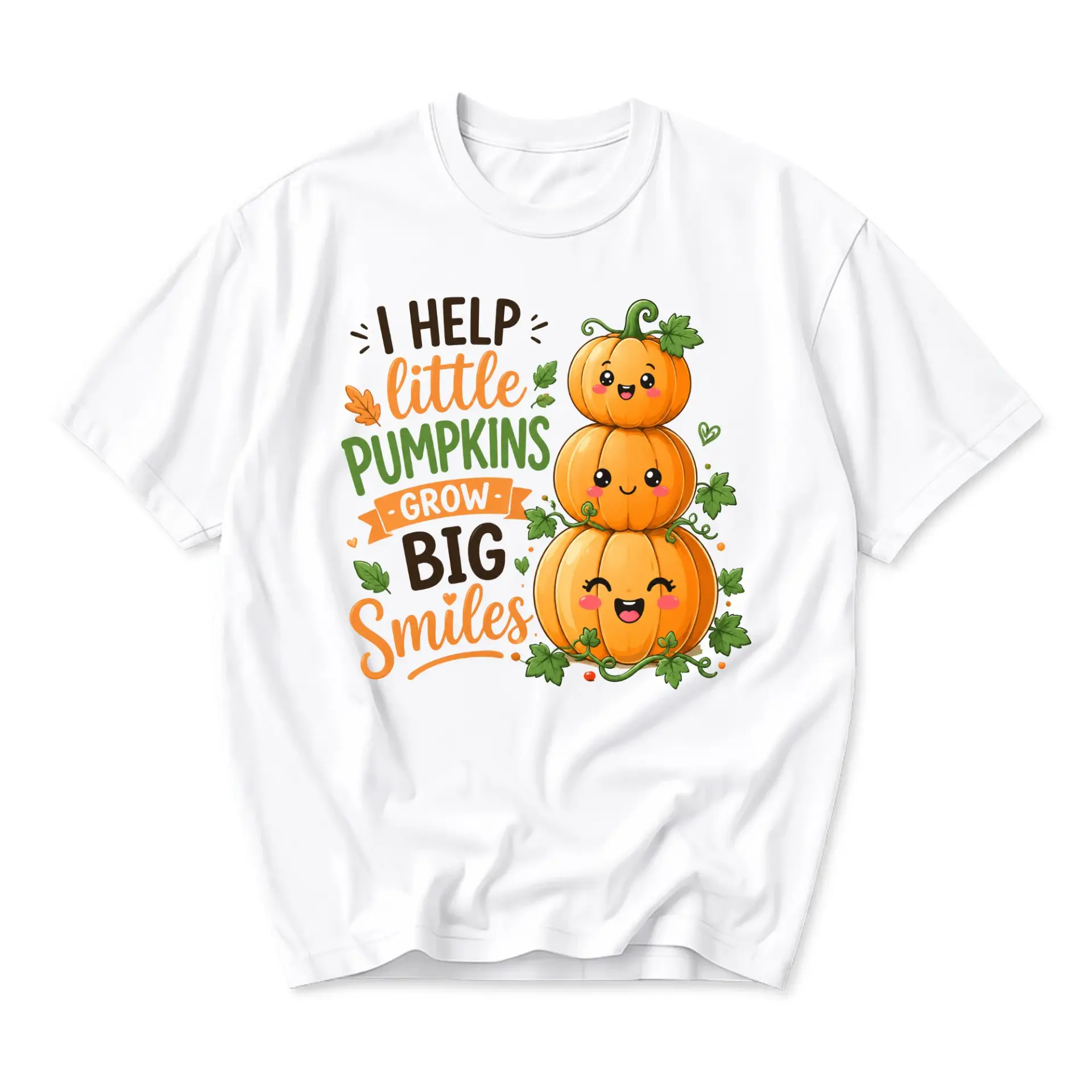 Graphic Tee I Help Little Pumpkins Grow Big Smiles Unisex Shirt Cute Autumn Seasonal Fall Inspired Apparel for Adults