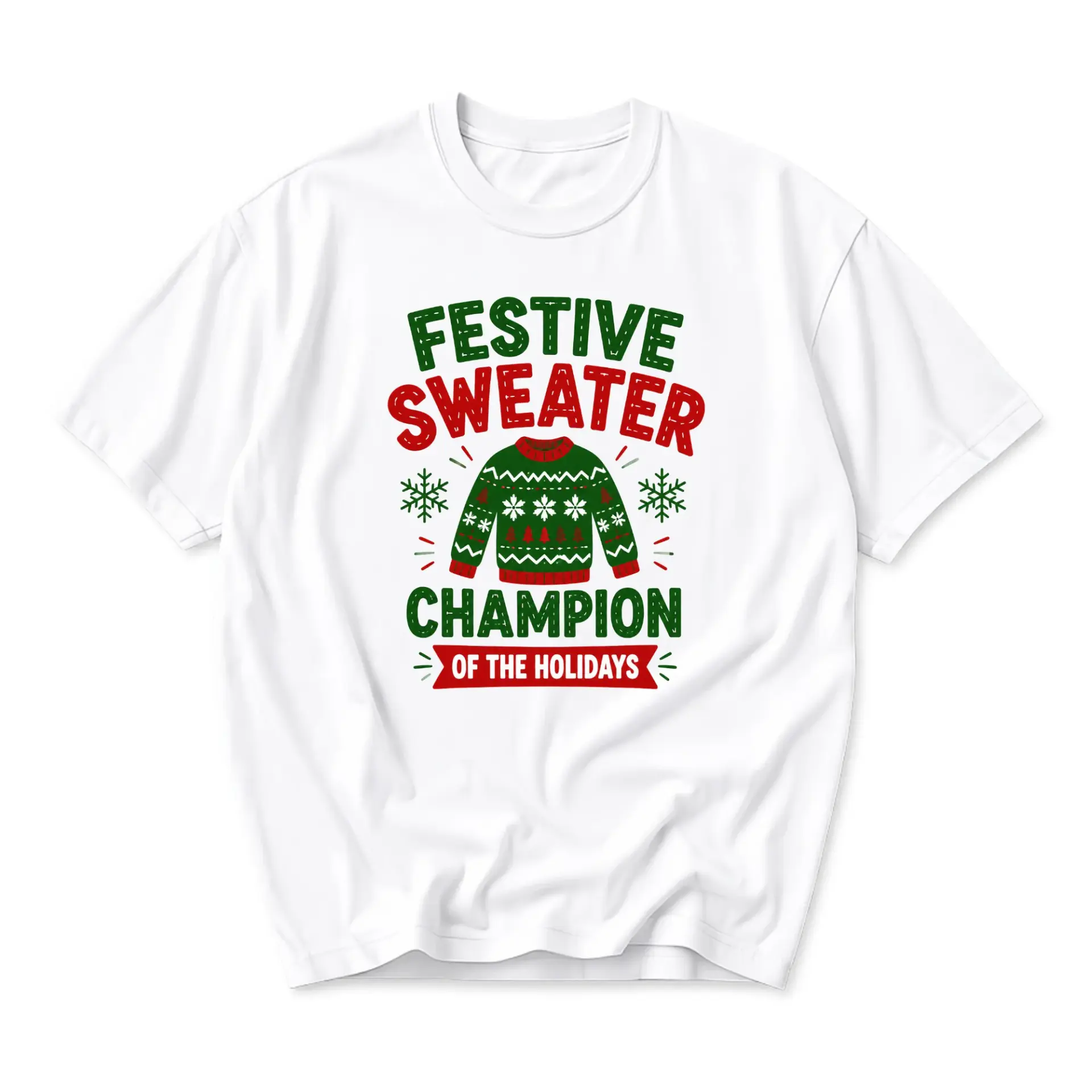 Funny Shirt Festive Sweater of the Holidays Graphic Tee Unisex Crew Neck