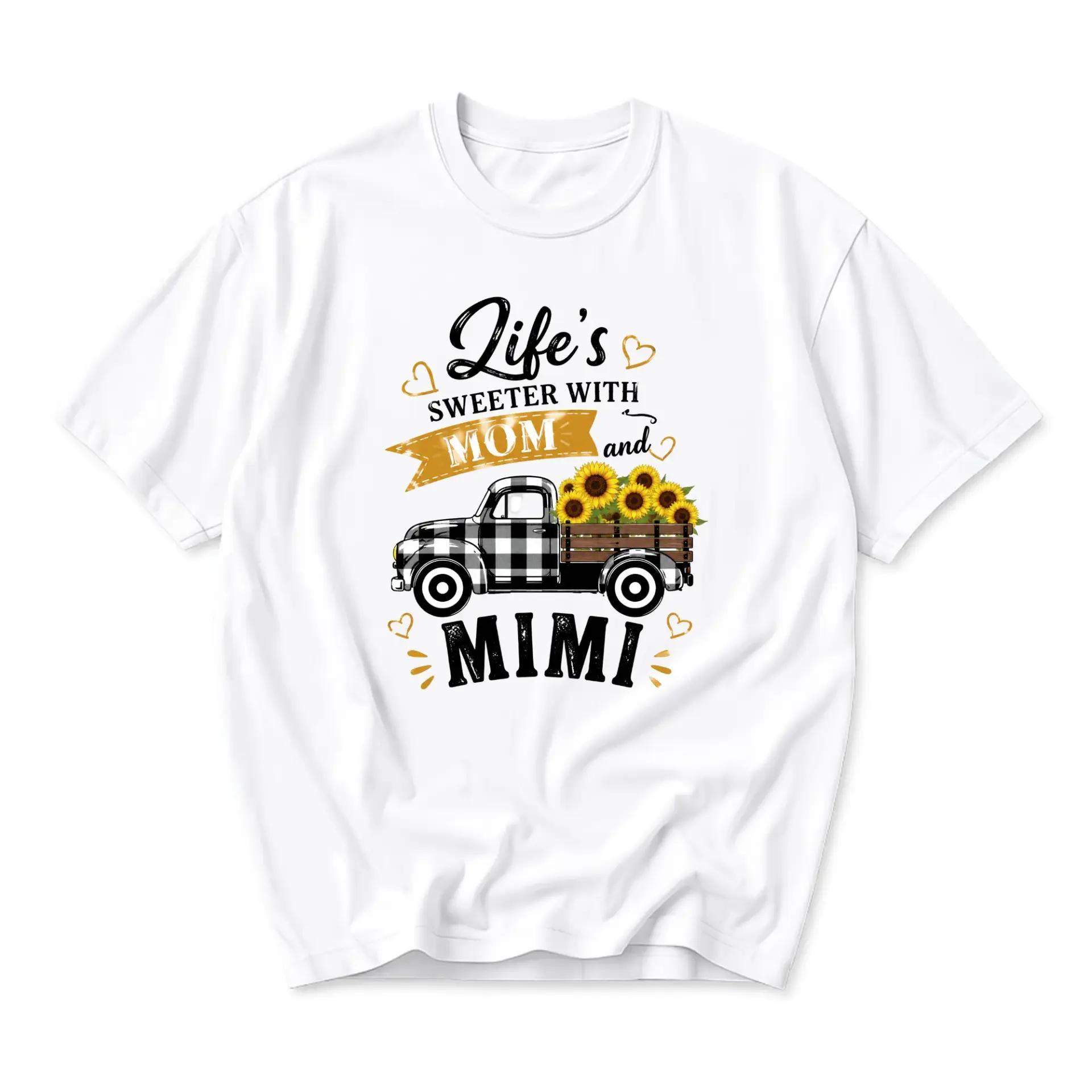Graphic Tee Life Is Sweeter with Mom and Mimi Sunflower Truck Print Unisex
