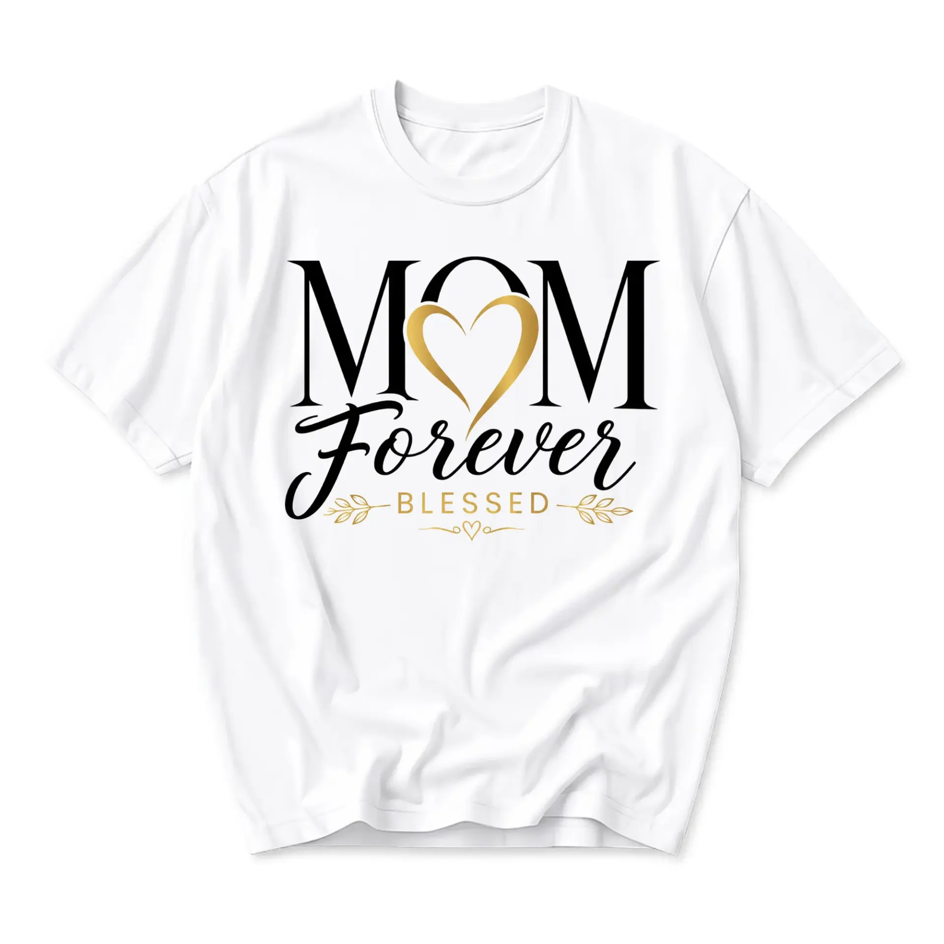 T-shirt Mom Forever Blessed Graphic Tee Stylish Casual Unisex Crew Neck Short Sleeve Cotton Apparel White Shirt