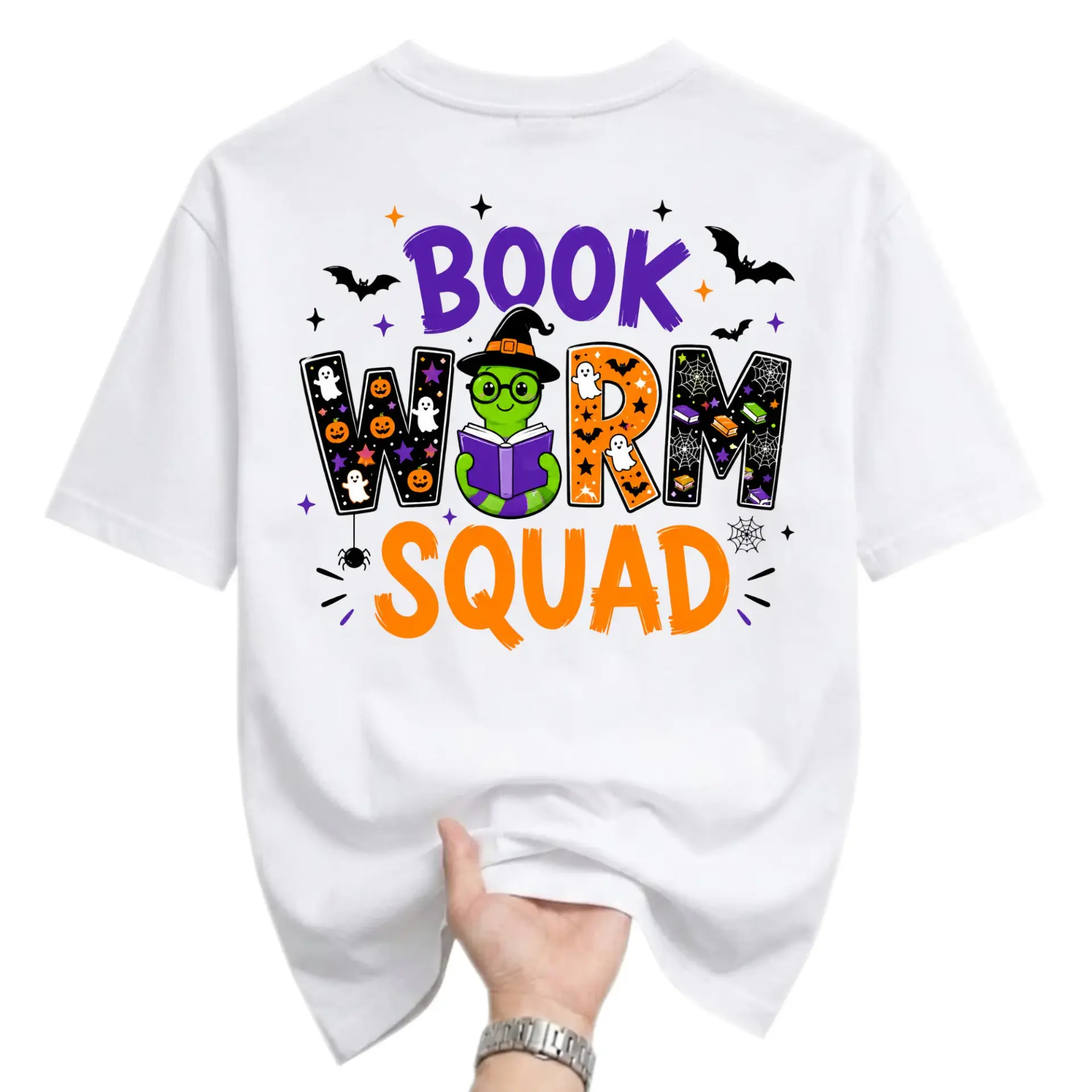 Graphic Tee Book Worm Squad Halloween Spooky Reader Unisex T-Shirt Seasonal Autumn Reading Enthusiast Apparel Gift