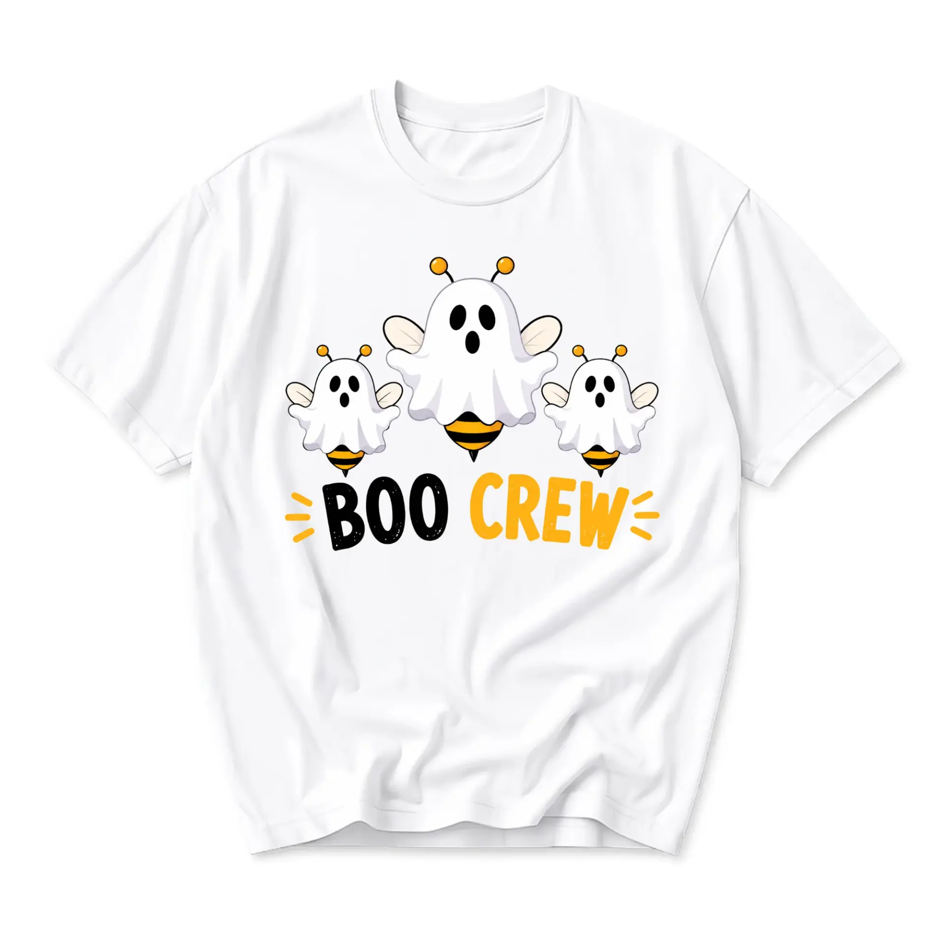 Funny Shirt Boo Crew Bee Ghosts Graphic Tee Unisex Crew Neck Short Sleeve Casual Cotton Blend Comfortable Apparel