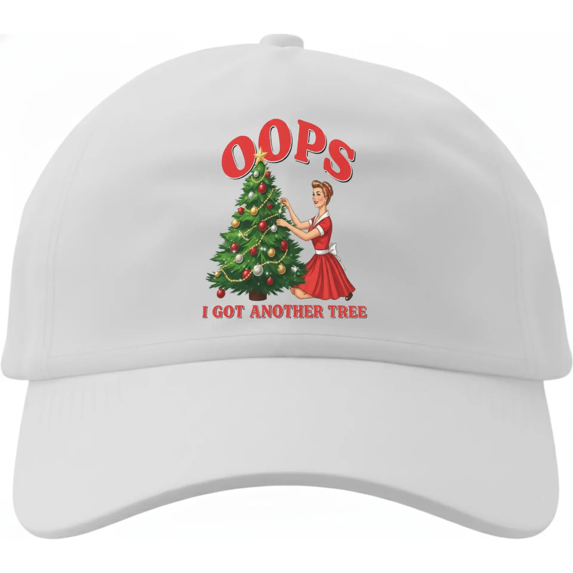 Baseball Cap Funny Holiday Christmas Tree Graphic Print Cotton Hat Low Profile Adjustable Unisex Dad Hat White