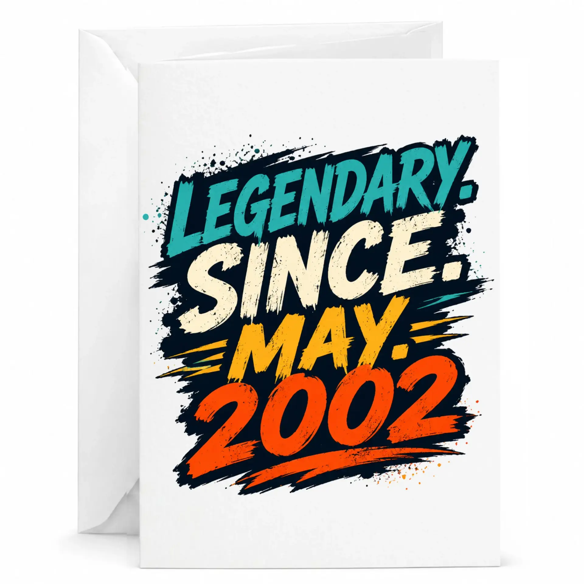 Birthday Card Legendary Since May 2002 Retro Vintage Style Greeting Card for Milestone Celebration Printed Stationery