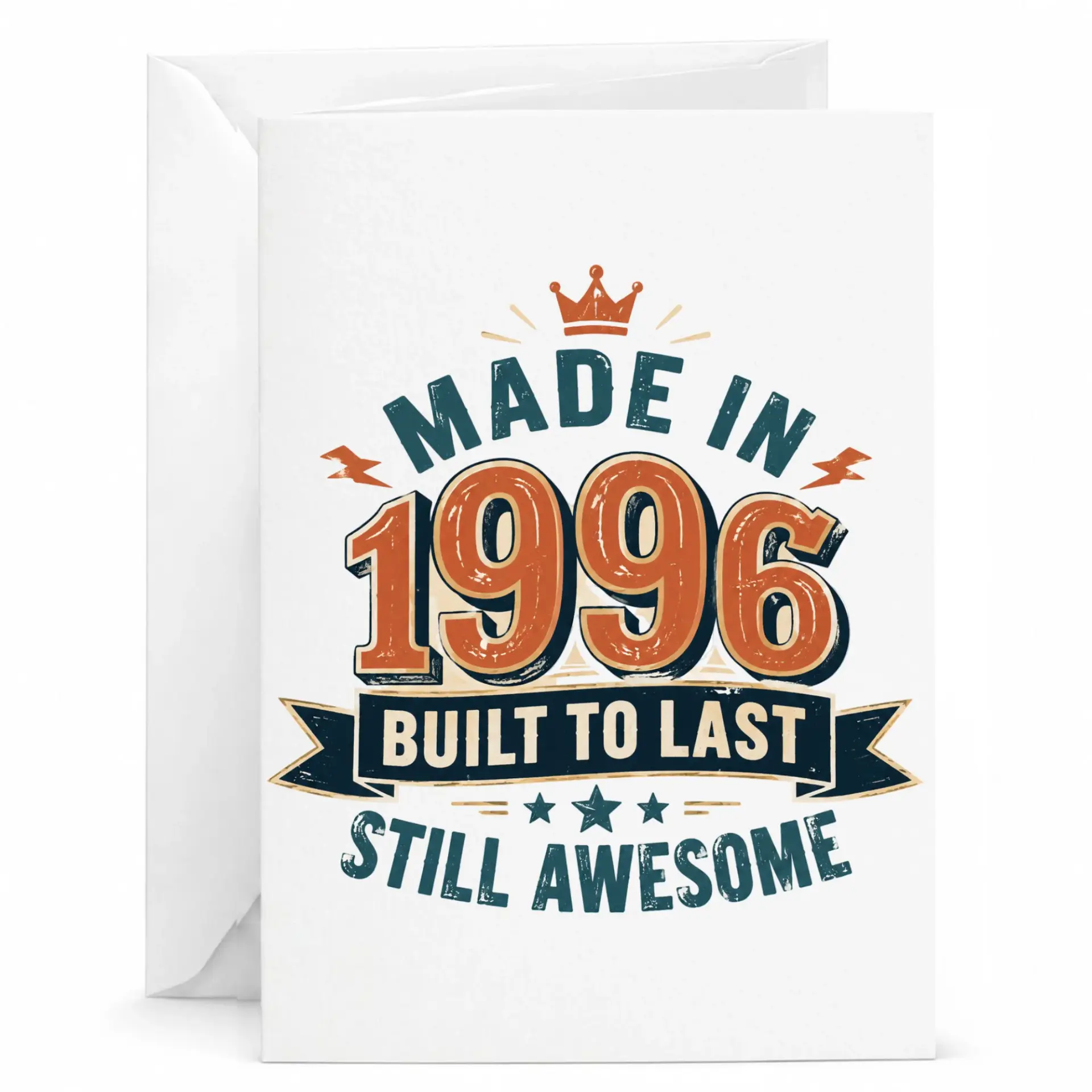 Birthday Card Made in 1996 Built to Last Still Awesome Vintage Style Greeting Card for Milestone Celebration