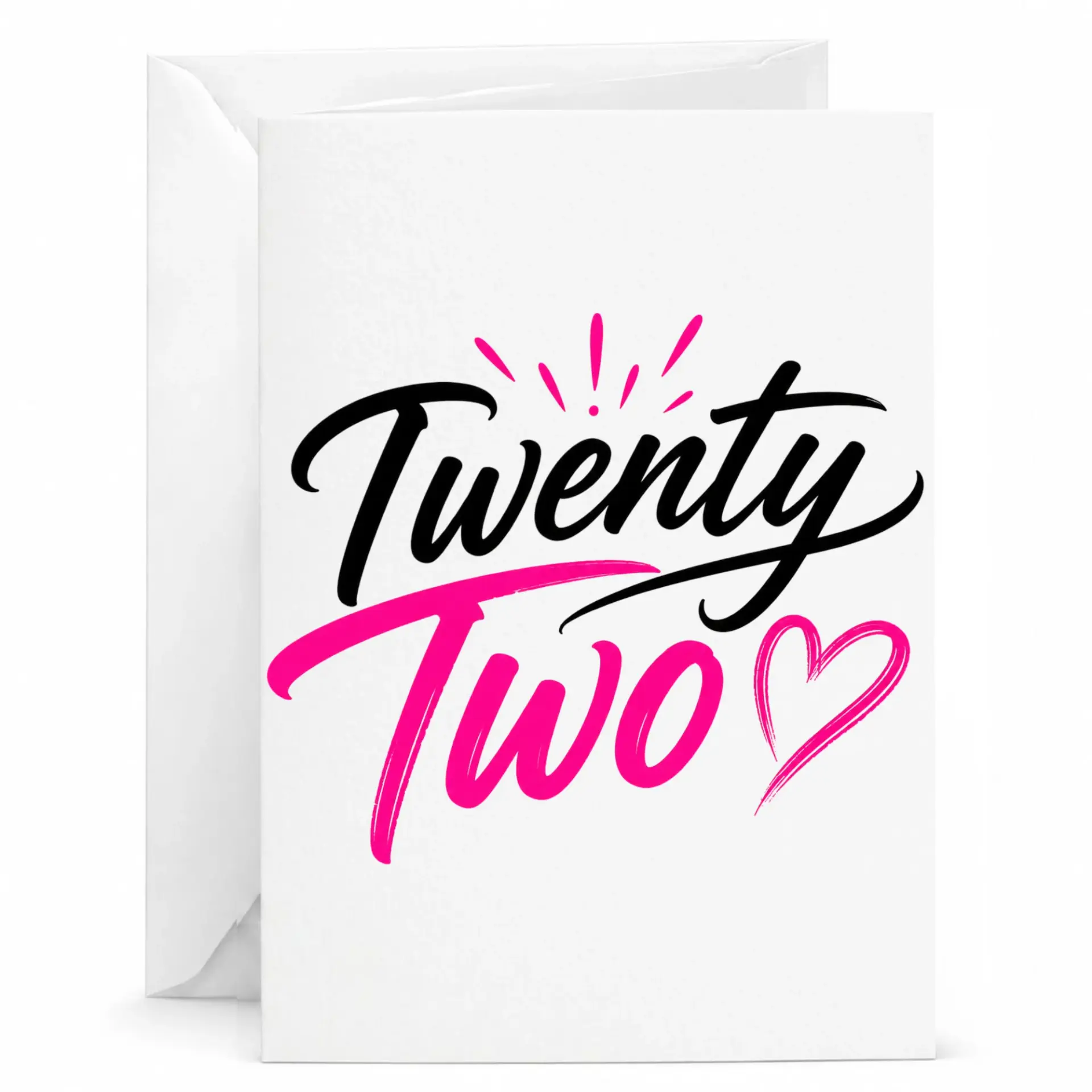 Birthday Card Twenty Two Celebration Greeting Card for Milestone Age Birthday Party with Matching White Envelope