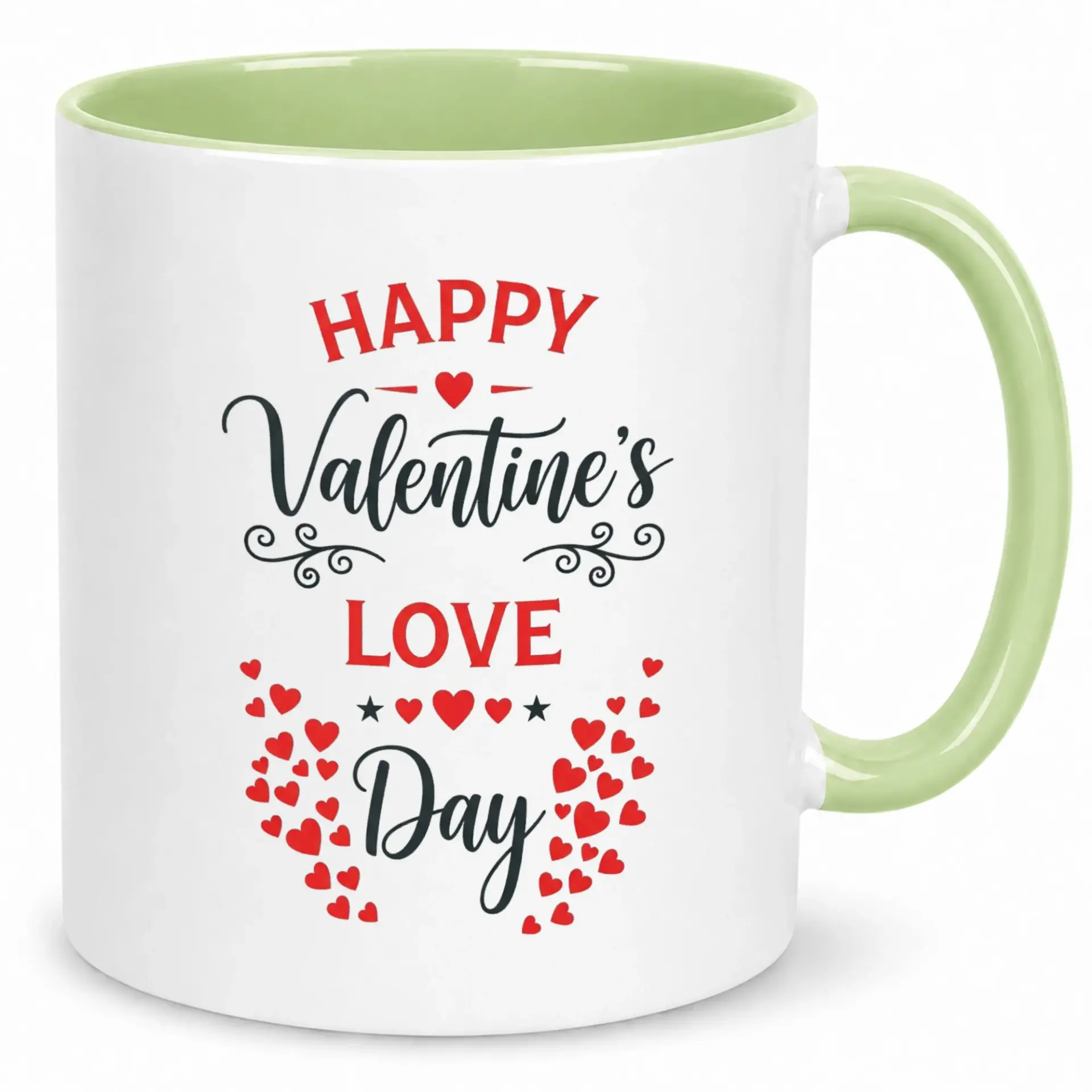 Valentine's Day Coffee Mug, Ceramic Love Heart Design Beverage Cup, 11oz or 15oz Holiday Gift for Couples and Friends