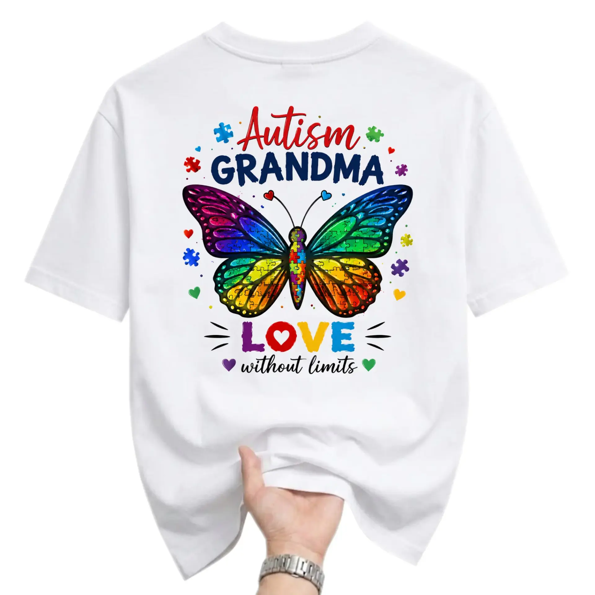 Graphic Tee Autism Grandma Butterfly Love Print Unisex Crew Neck Casual Everyday Short Sleeve Shirt