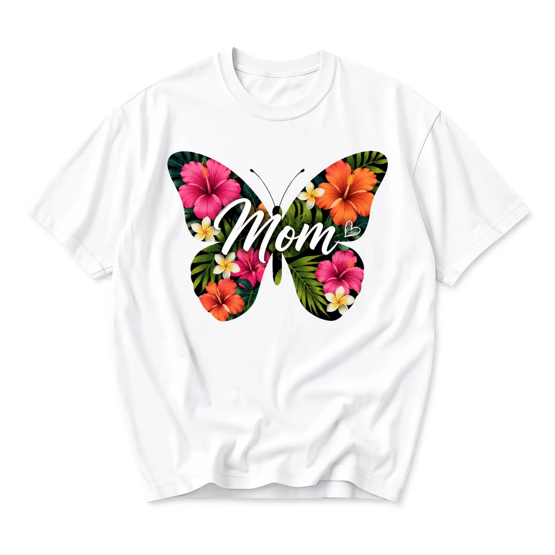 T-shirt Graphic Tee Floral Butterfly Mom Design Unisex Crew Neck Everyday Casual Wear Soft Cotton Blend Top for Women