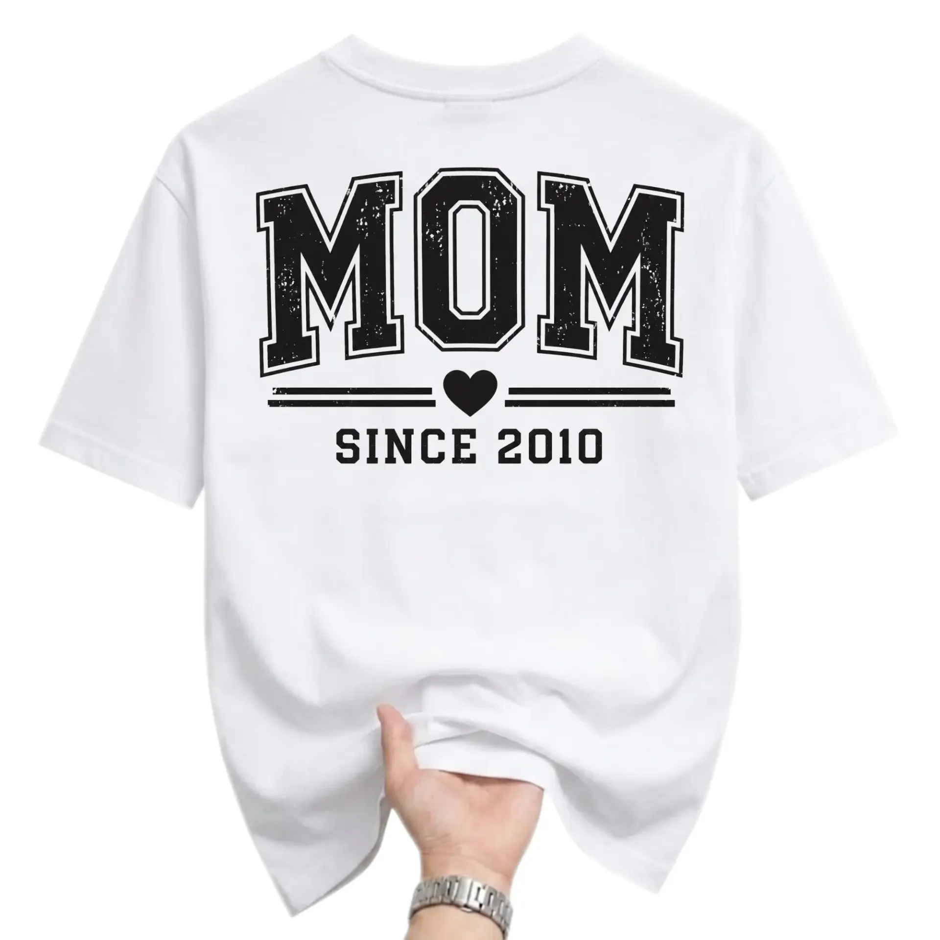Graphic Tee Mom Since 2010 Printed Shirt Unisex Casual Crew Neck Top Comfortable Everyday Cotton Blend Apparel White