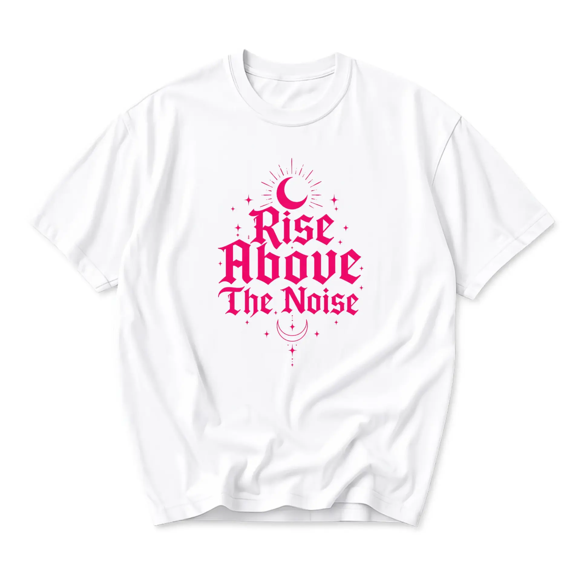 Graphic Tee Rise Above the Noise Celestial Moon Unisex T-Shirt Inspirational Artistic Cotton Blend Casual Crew Neck Top