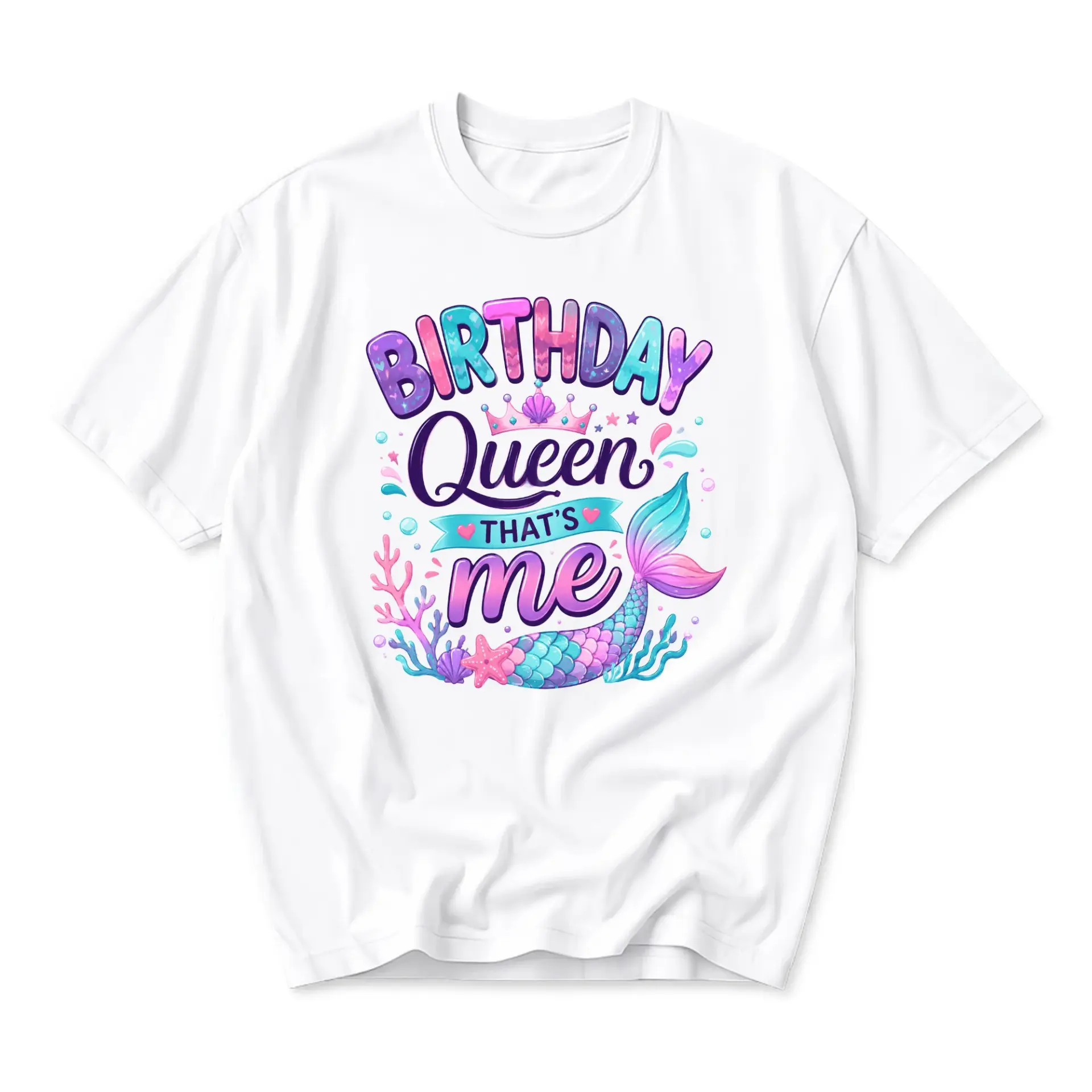 Graphic Tee Birthday Queen That's Me Mermaid Design Unisex Casual Everyday