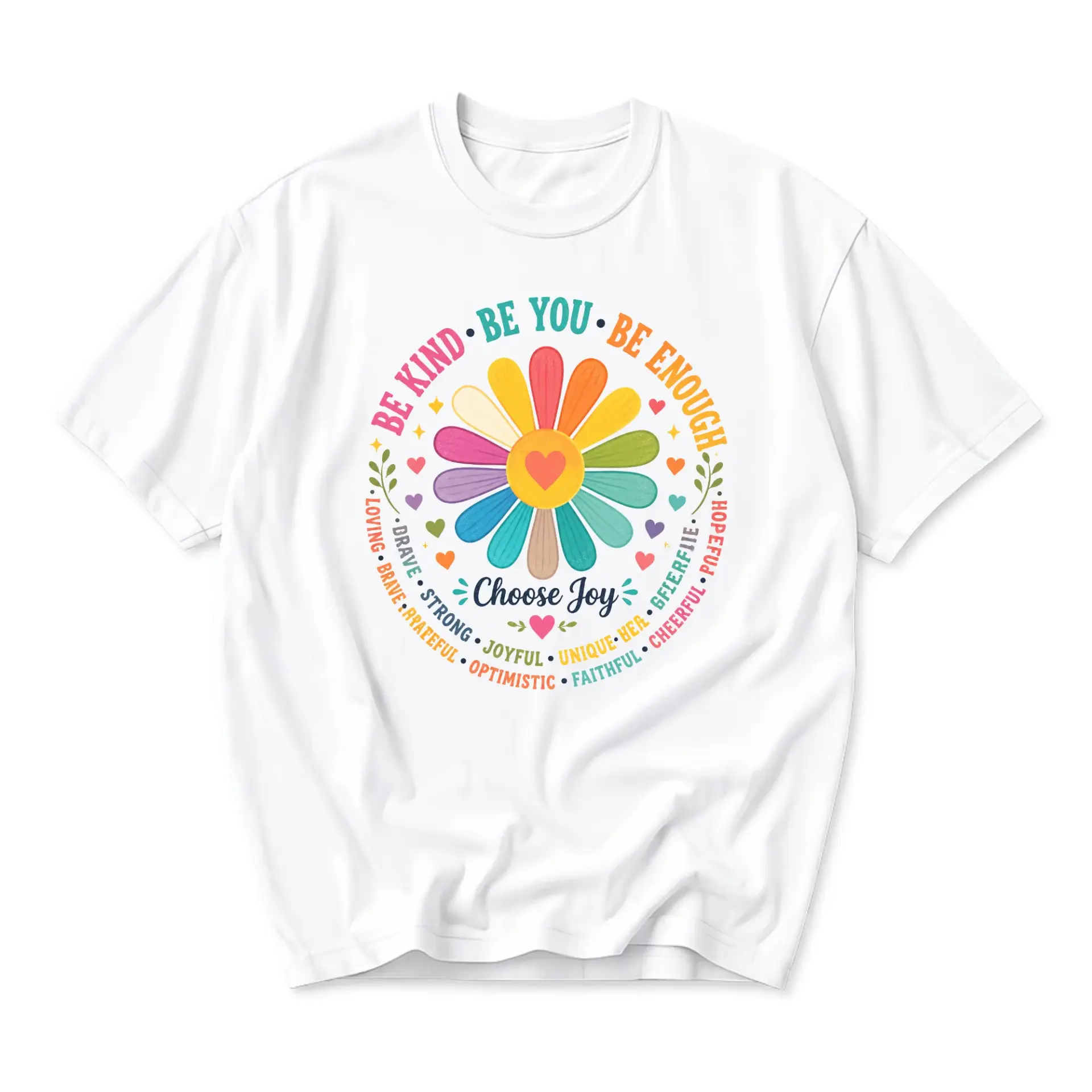 Graphic Tee Be Kind Be You Be Enough Flower T-Shirt Inspirational Motivational Quote Shirt for Everyday Casual Wear