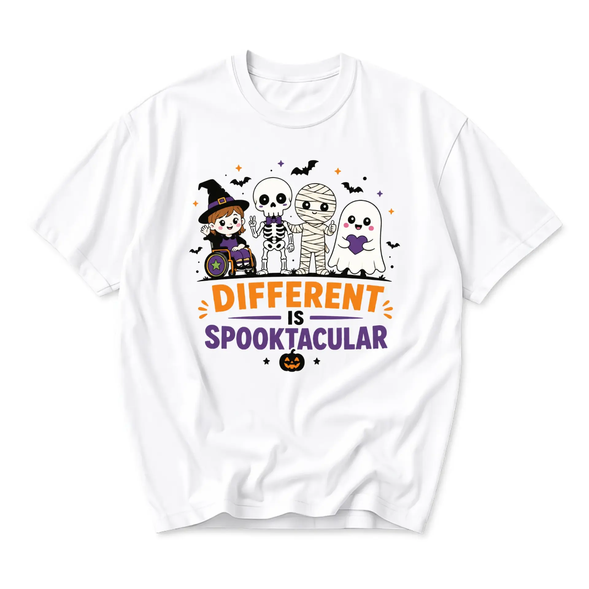 Graphic Tee Different Is Spooktacular Halloween Costume Unisex Crew Neck Shirt Casual Short Sleeve Apparel Top