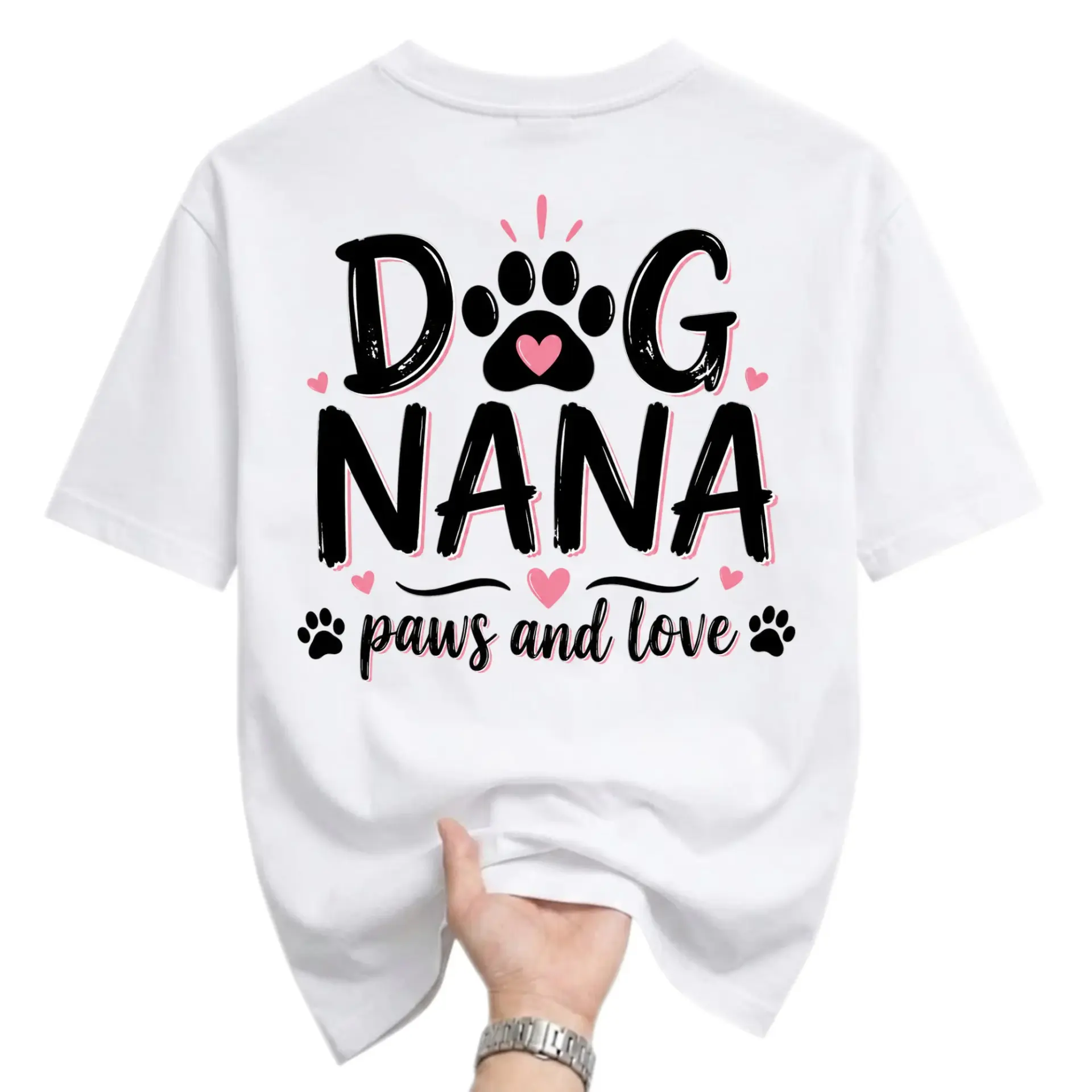 Dog Nana T-Shirt Paws and Love Graphic Tee Cute Canine Themed Apparel for Everyday Casual Wear Self Expression