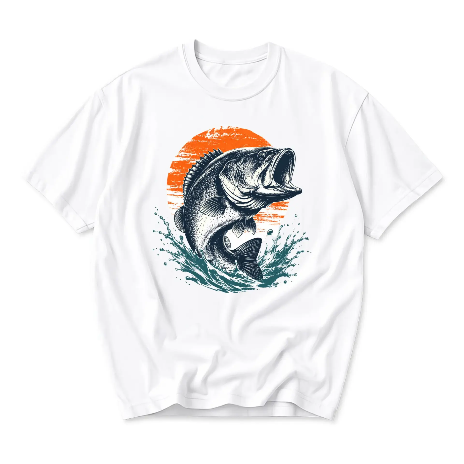 Graphic Tee Unisex Crew Neck T-Shirt Featuring Out of Water with Orange Sun