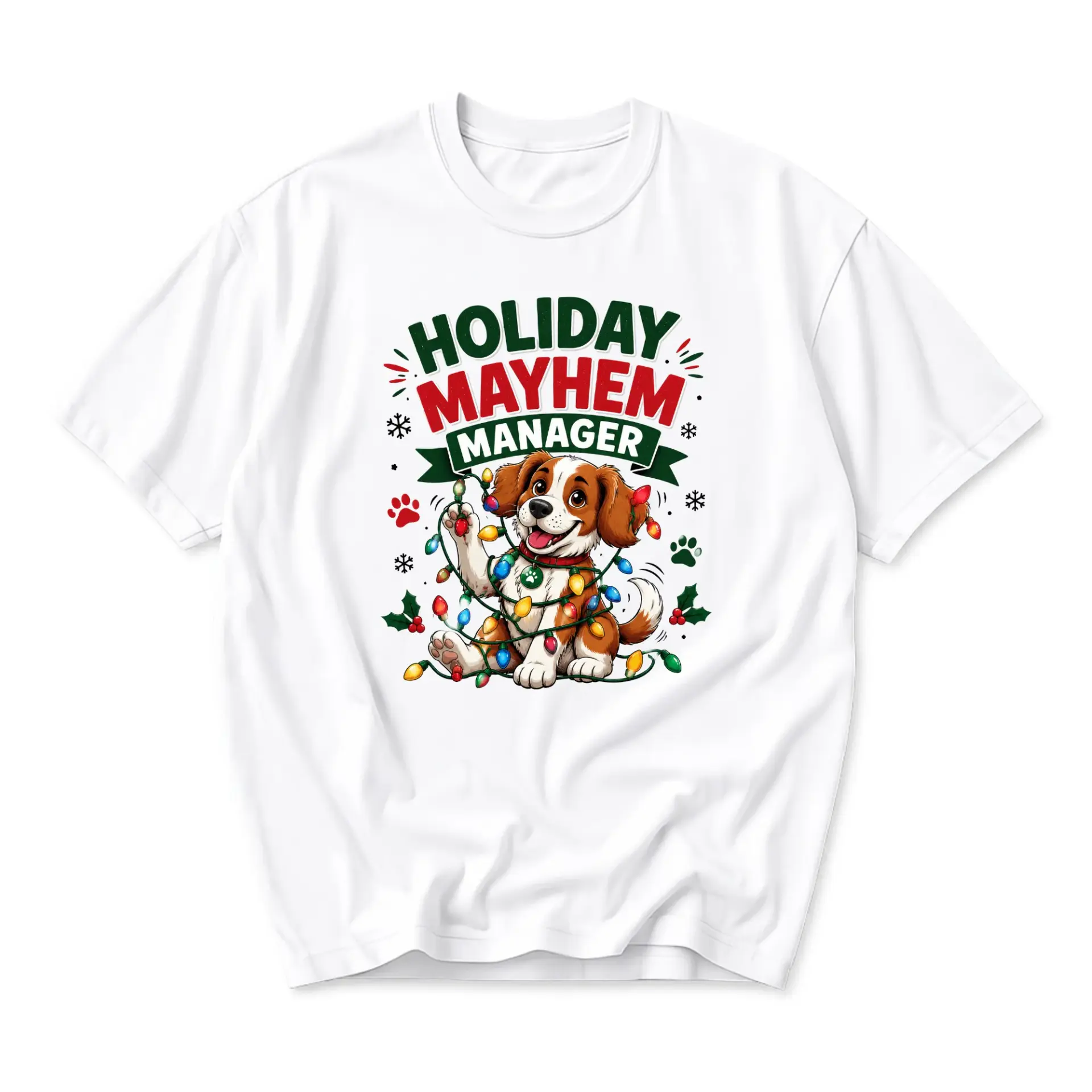 Funny Shirt Holiday Manager Graphic Tee Featuring Cute Puppy in Colorful