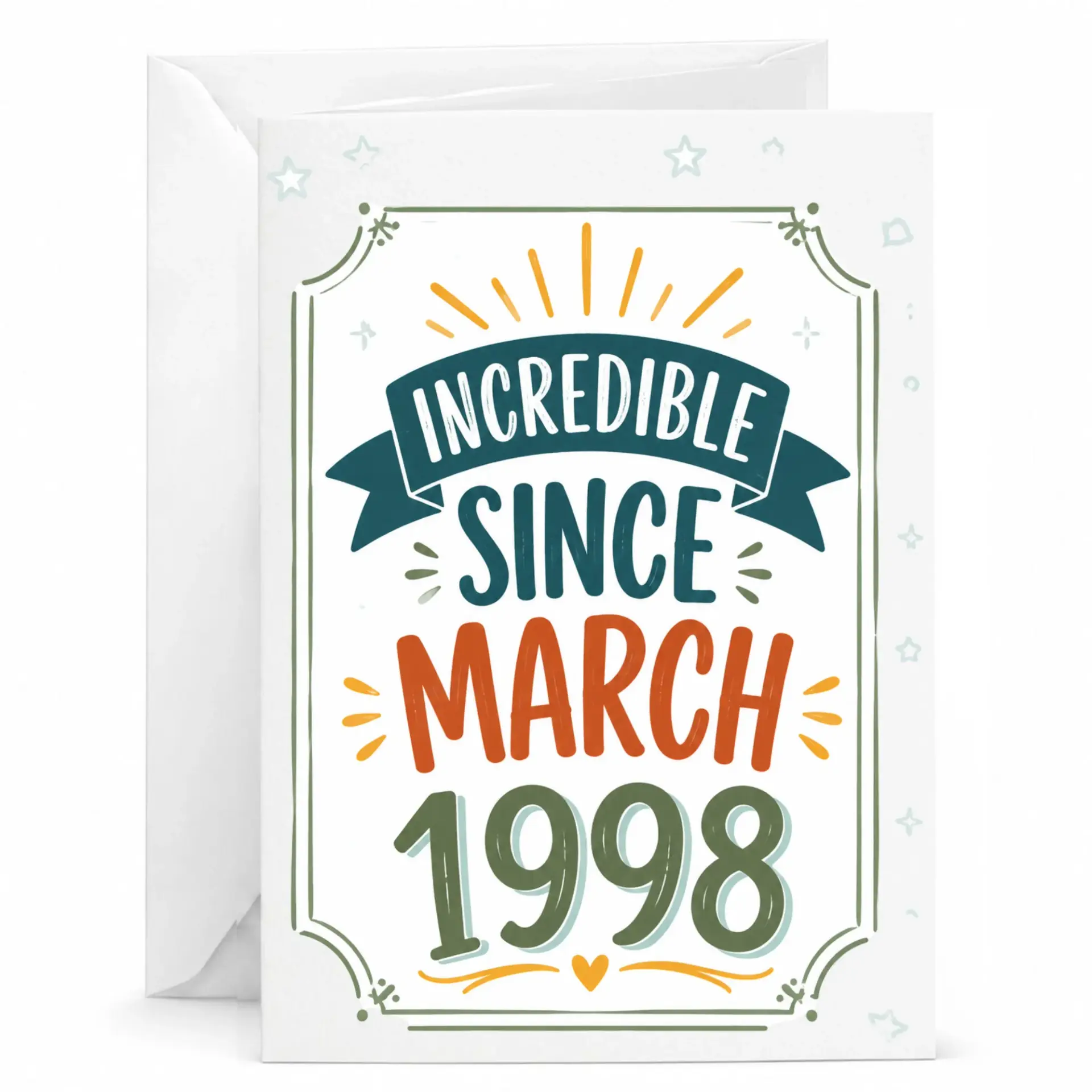 Birthday Greeting Card Incredible Since March 1998 Vintage Style Design for Milestone Celebrations and Birth Anniversary