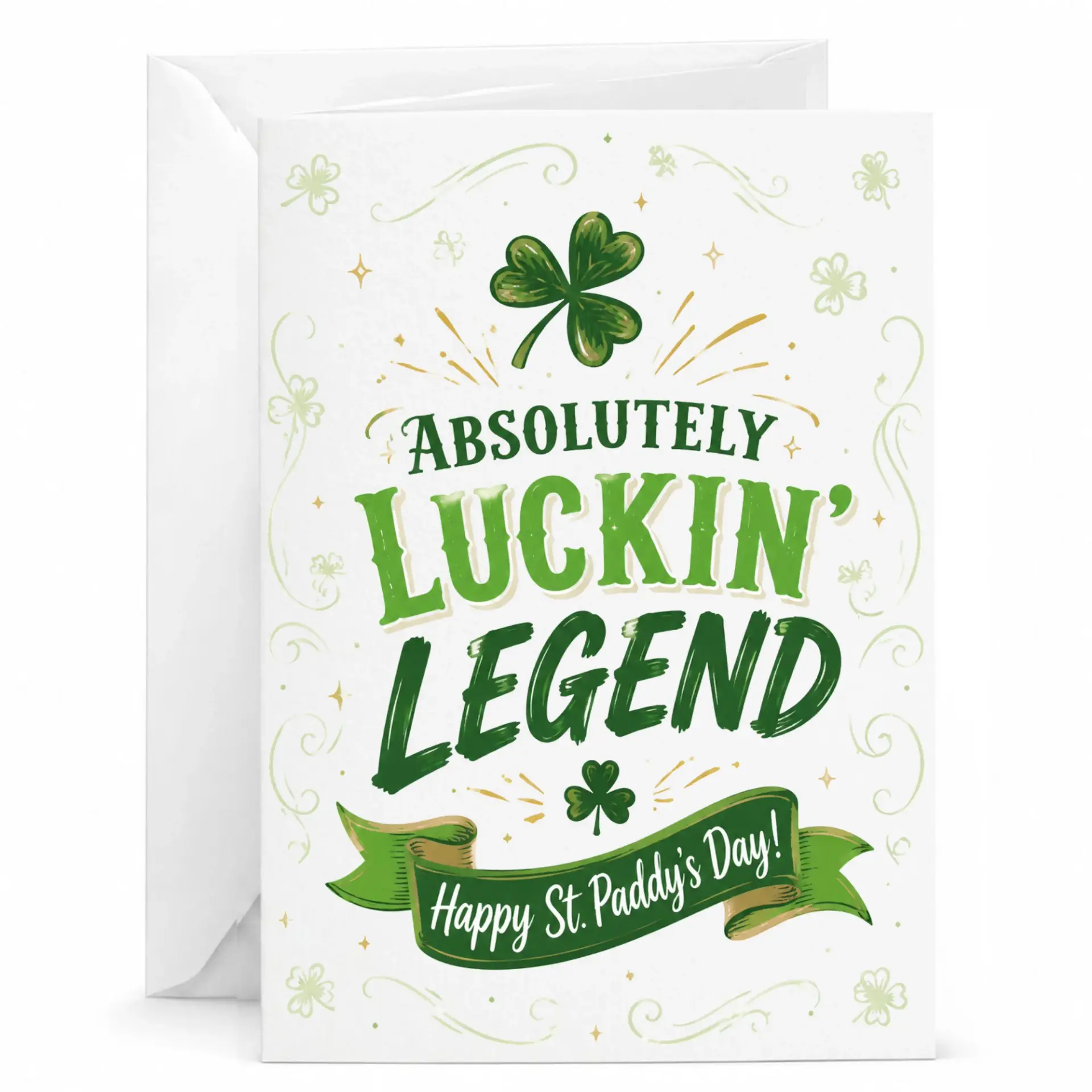 Greeting Card Absolutely Luckin Legend Saint Patrick's Day Festive Shamrock Design for Holiday Celebration and Well Wishes