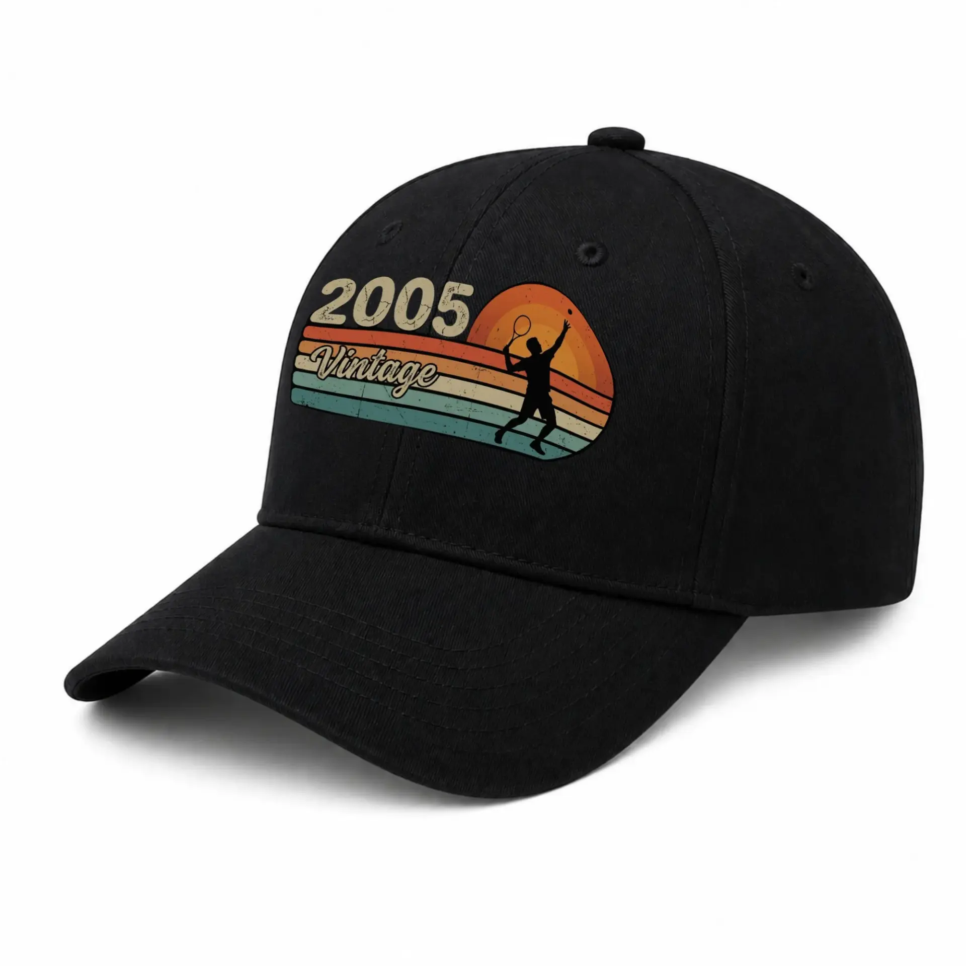 Baseball Cap Retro Tennis Sport Hat with Vintage 2005 Motif Design