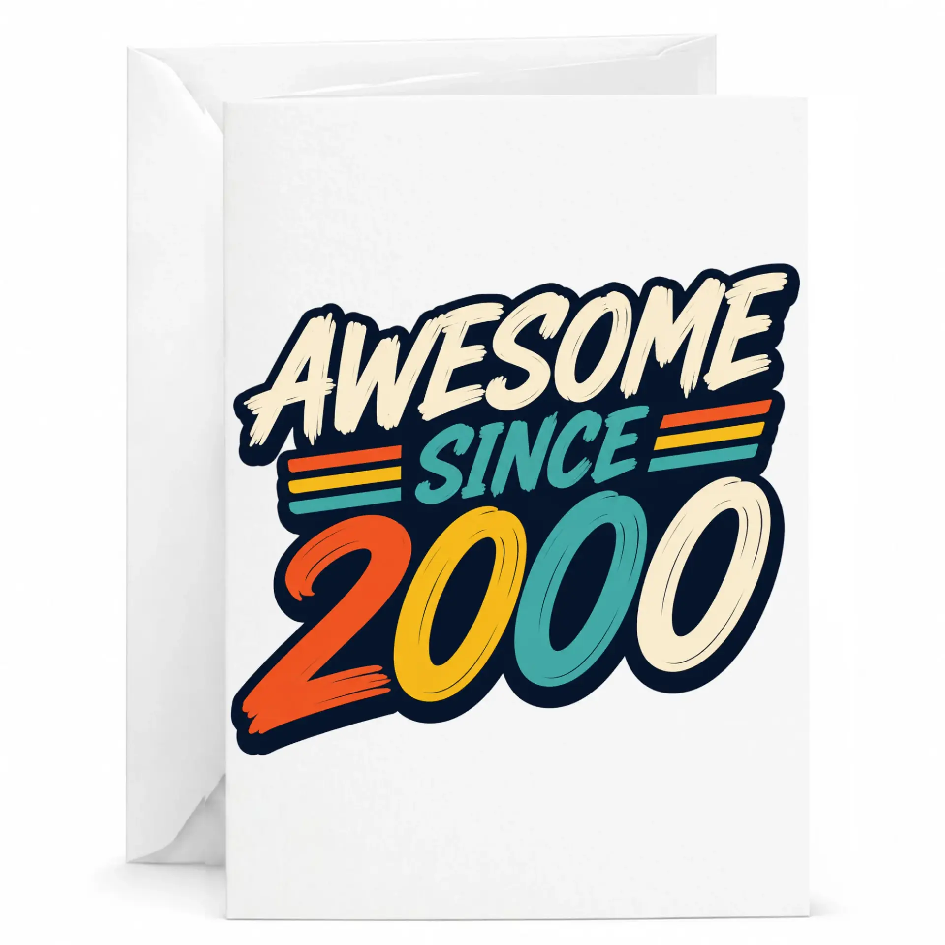 Birthday Card Awesome Since 2000 Retro Style Greeting Card for Milestone Celebrations 5x7 Inches with White Envelope
