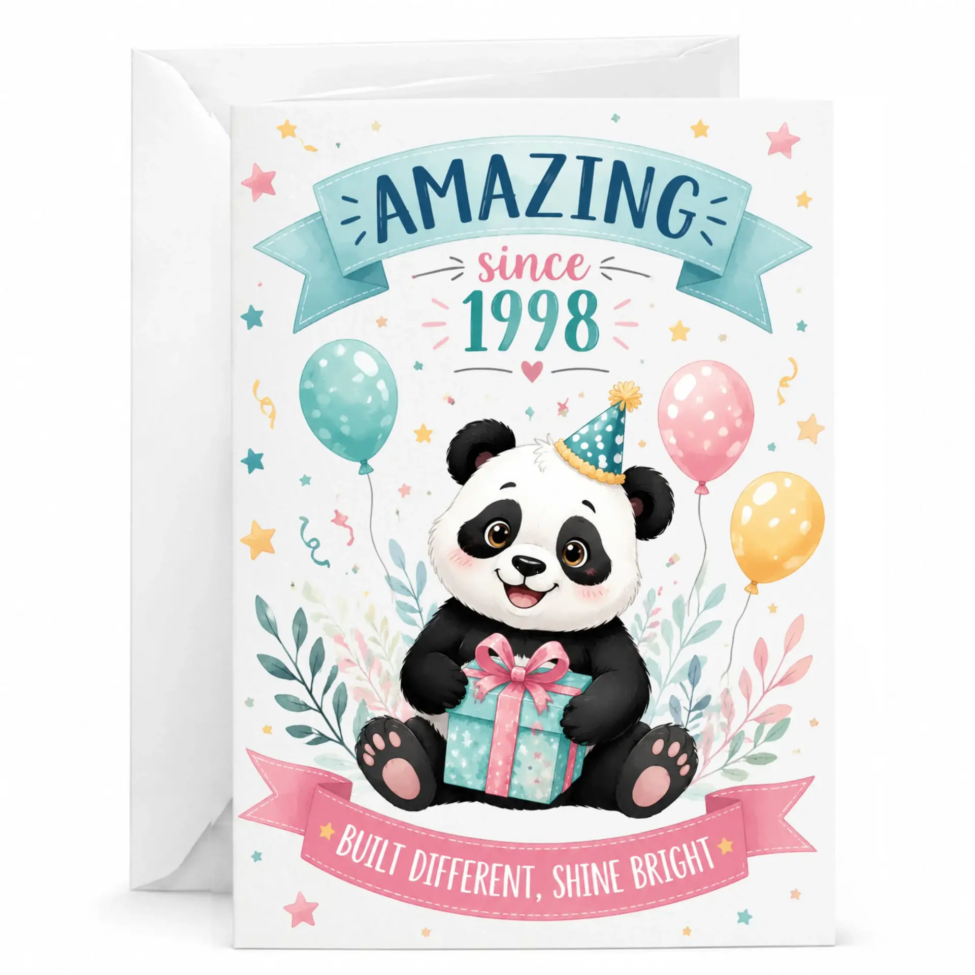 Birthday Card Amazing Since 1998 Cute Panda Illustration Greeting Card for Milestone Celebration and Special Occasion