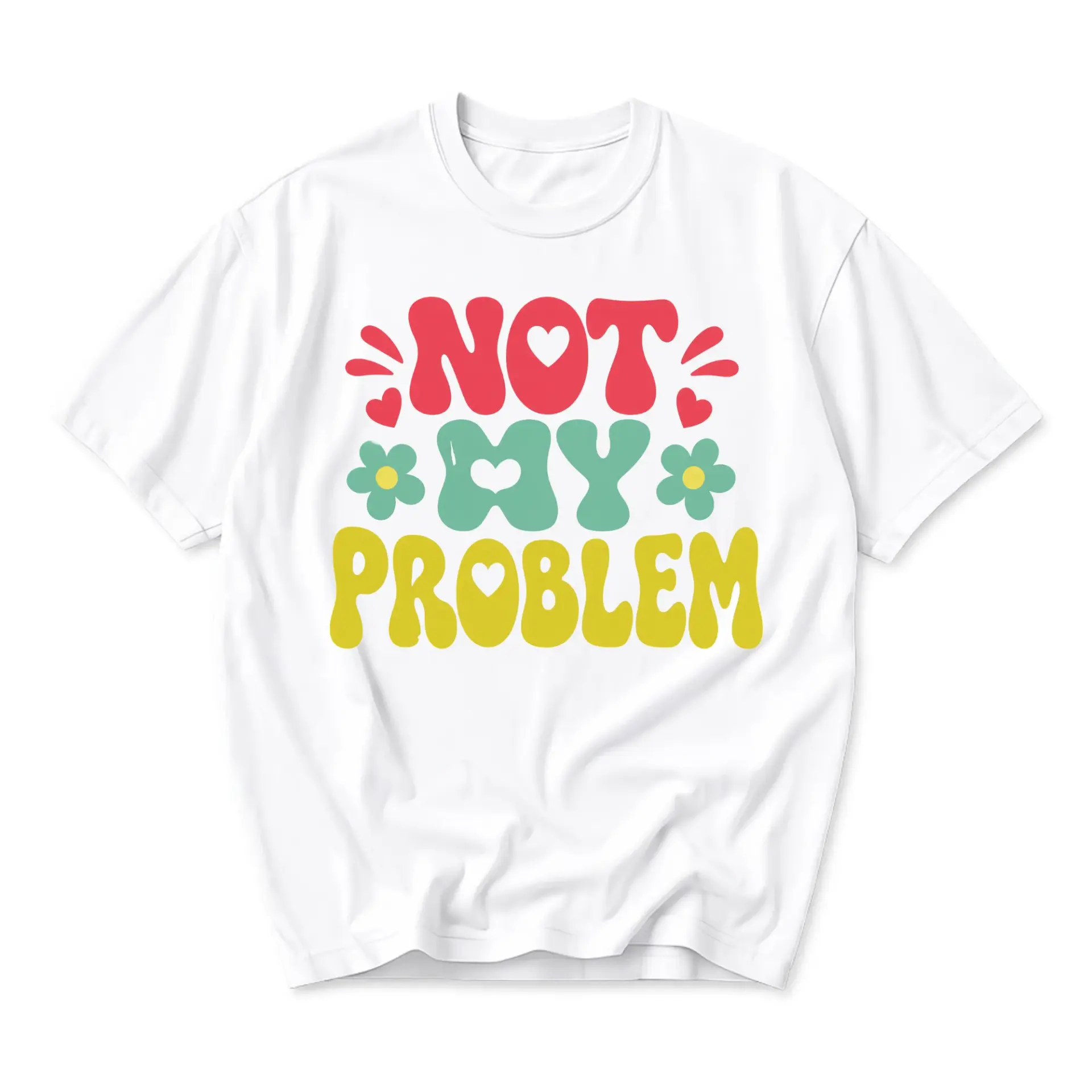 Funny Shirt Not My Problem Retro Graphic Tee Trendy Unisex Crew Neck Casual Cotton Blend Short Sleeve Tops Apparel